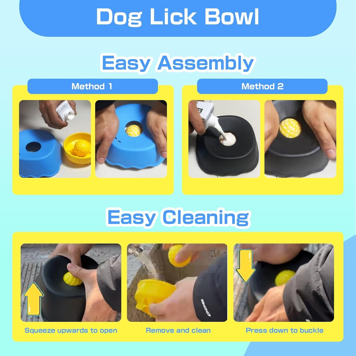 Slow Feeder Dog Bowls Interactive Dog Licking Toy & Lick Bowl for Dogs, Large Capacity Non-Slip Dog Lick Bowl for All Dogs (Blue)