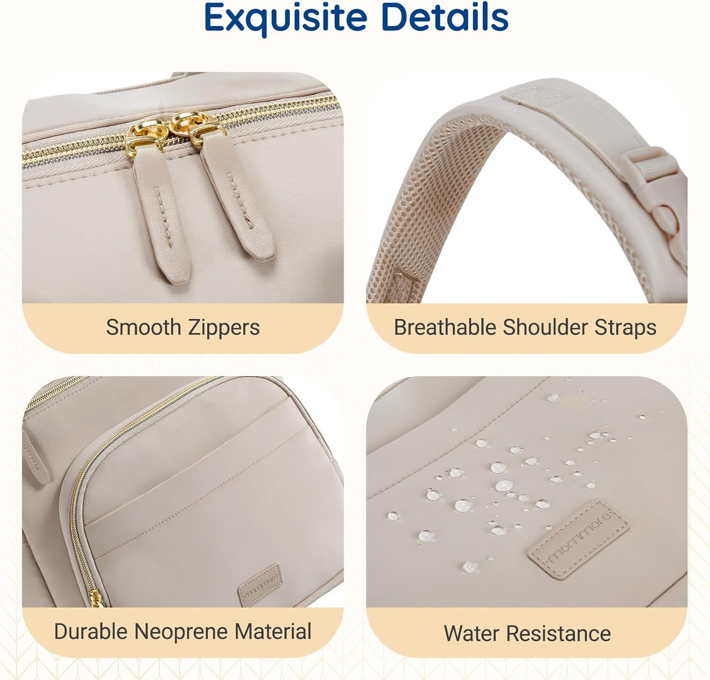mommore Neoprene Diaper Bag Backpack Small Lightweight Baby Diaper Bags Water Resistant Diaper Backpack for Boys Girls Newborn with Changing Pad, Stroller Straps