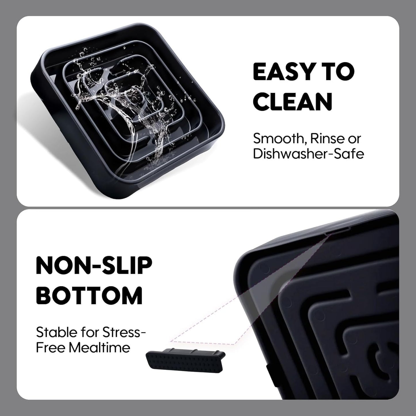 TOBYTO Slow Feeder Dog Bowls for Large Medium Breed, Anti-Choking Pet Slow Feeding Food Bowl, Non Slip Maze Puzzle Dog Feeder Bowl Prevent Bloating,Black