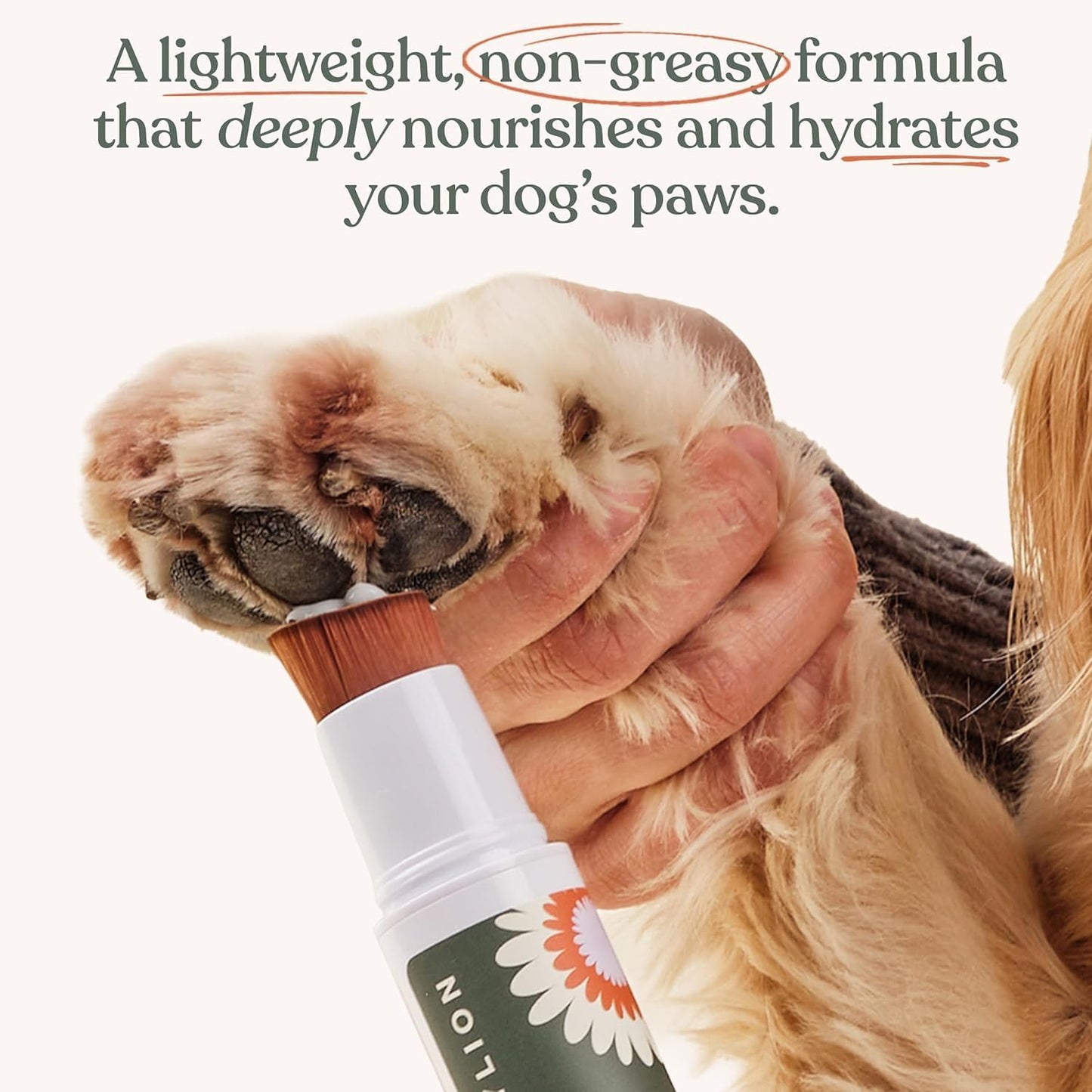 Dandylion Soft Paws Paw Lotion with Brush | Fragrance-Free Dog Paw Moisturizer for Itchy, Dry, Cracked Dog Paws | pH-Balanced | 0.6 fl oz