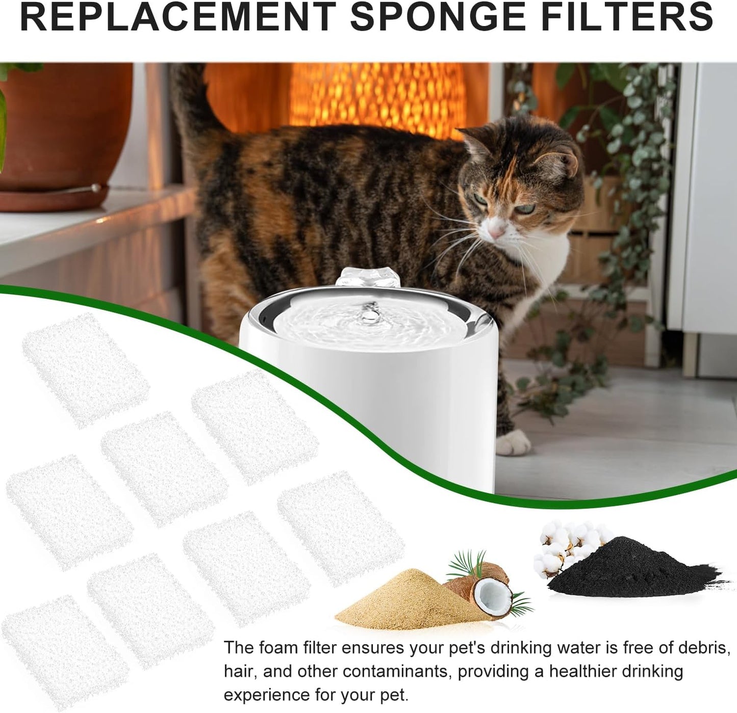 30pcs Pet Fountain Filters, Cat Drinking Water Filter Replacement Foam Filters Sponge Compatible with PETKIT Eversweet 3 Pro Eversweet Solo 2 EversweetSolo SE Wireless Pump Pet Water Fountain