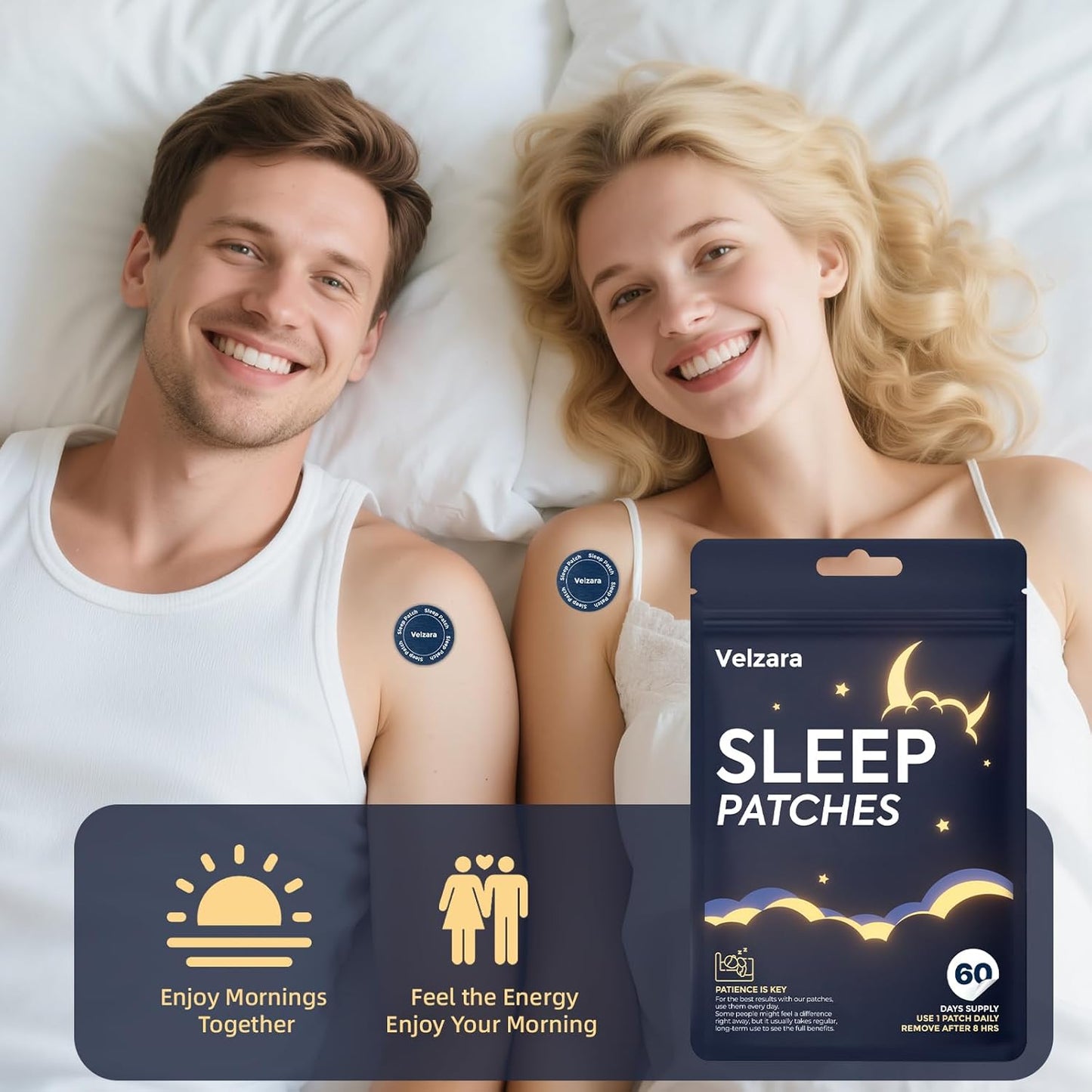 Sleep Patches for Women and Men, Plant-Based Sleep Patch Easy-to-Apply Vegan-Friendly 60 Patches