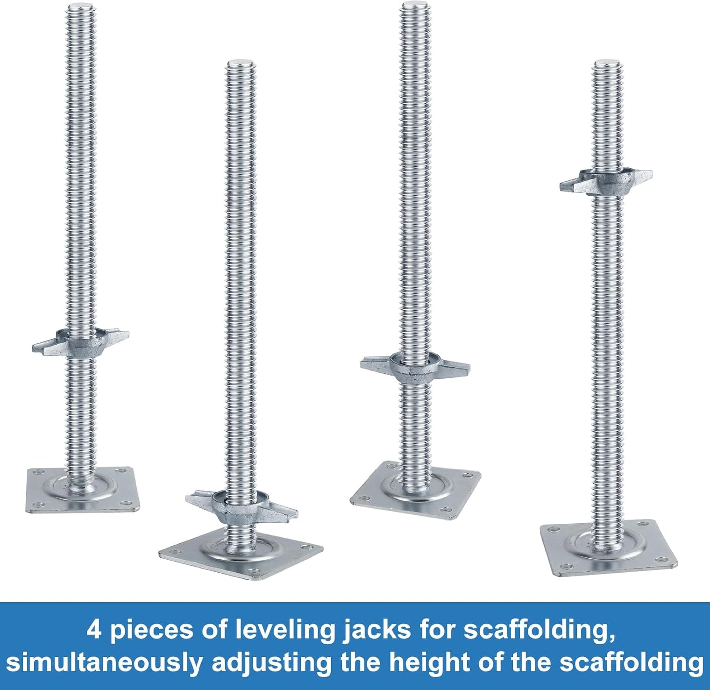 18" Scaffold Adjustable Leveling-Jack Parts - Yzzwer Galvanized Solid Threaded Rod Scaffolding Feet for Baker Style Scaffolding 4 Pack