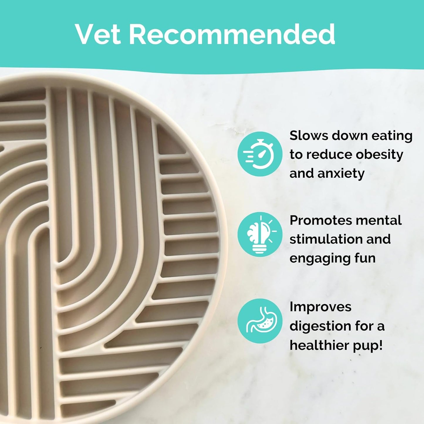 Beige Silicone Slow Feeder Bowl for Dogs, Cats and Pets by Stella and Bear Co.