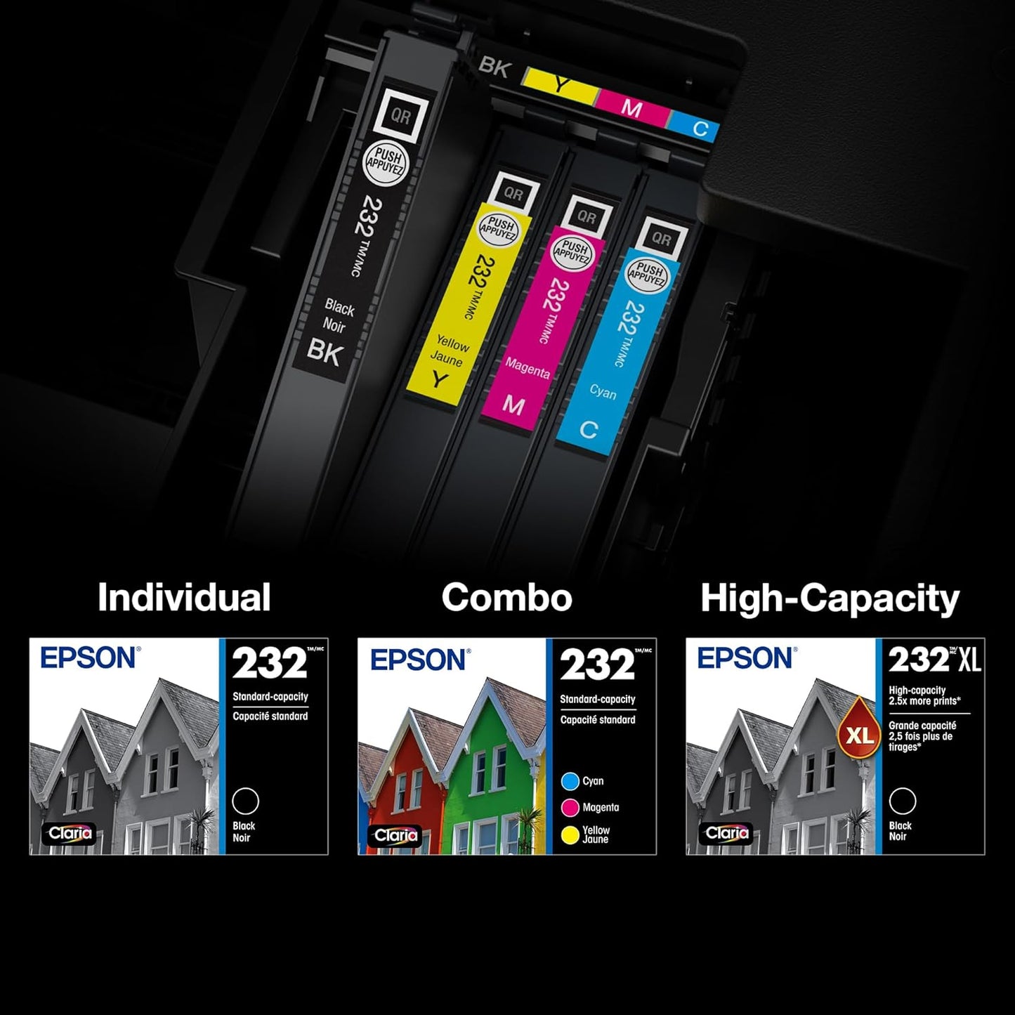 EPSON 232 Claria Ink Standard Capacity Black & Color Cartridge Combo Pack (T232120-BCS) Works with WorkForce WF-2930, 2950 and Expression XP-4200, 4205