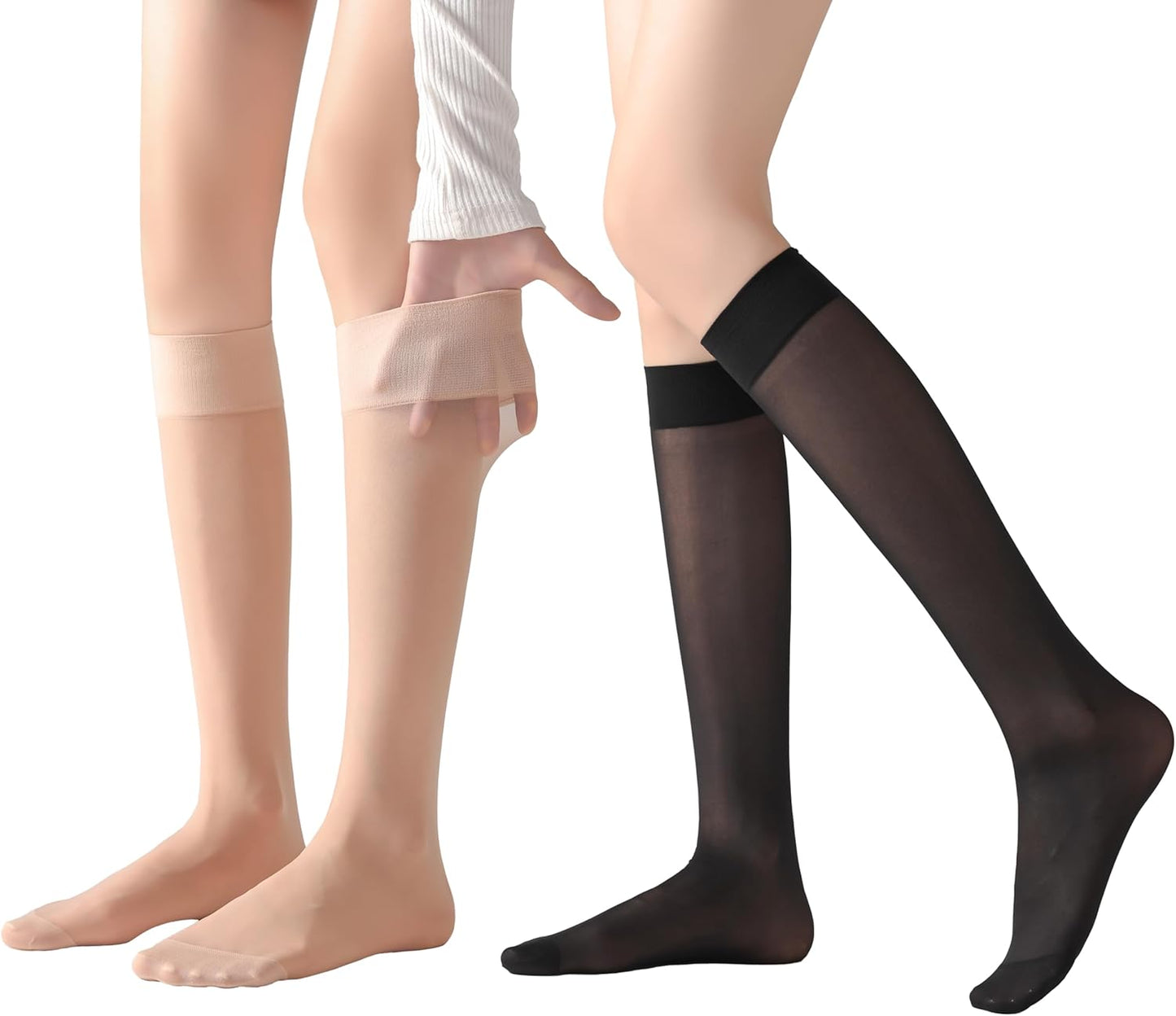 Womens 30D Mid Calf to Knee High Sheer Stockings For Lady