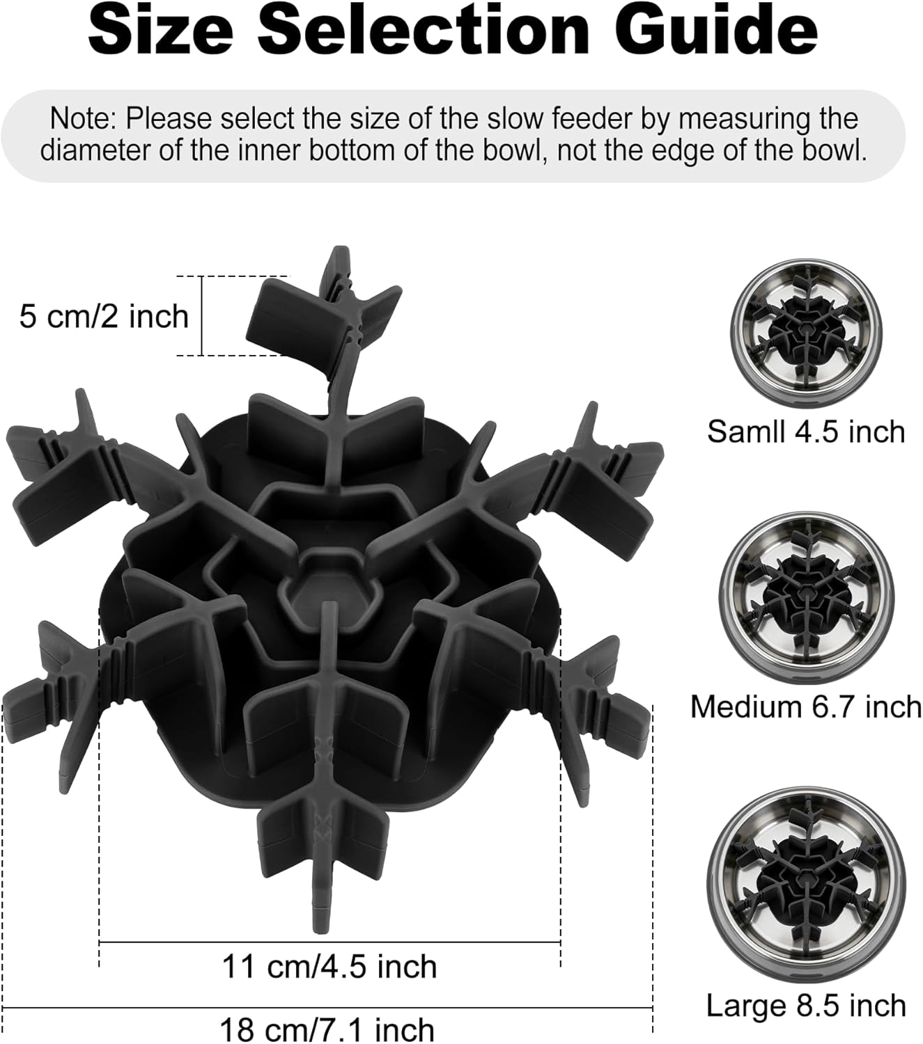 Slow Feeder Insert for Dog Bowl, Mabnuby 100% Food-Grade Silicone Slow Feeder Insert Fits Large Medium Small Size Dogs, Compatible with Regular & Elevated Bowls, Helps Prevent Digestive Issues, Black
