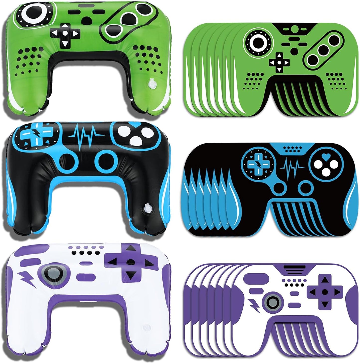 24 Pcs Inflatable Gamer Controllers Video Game Balloons Decorations Vinyl Game Controller Balloons for Gaming Birthday Decorations, 14.8 x 10.8 Inches