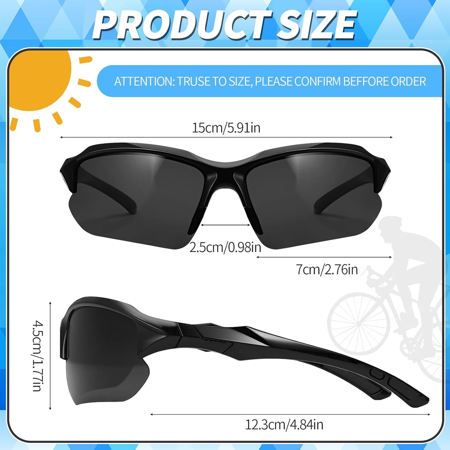 4 Pack Polarized Sports Sunglasses for Men & Women | UV Protection Lightweight Wraparound Sunglasses for Outdoor