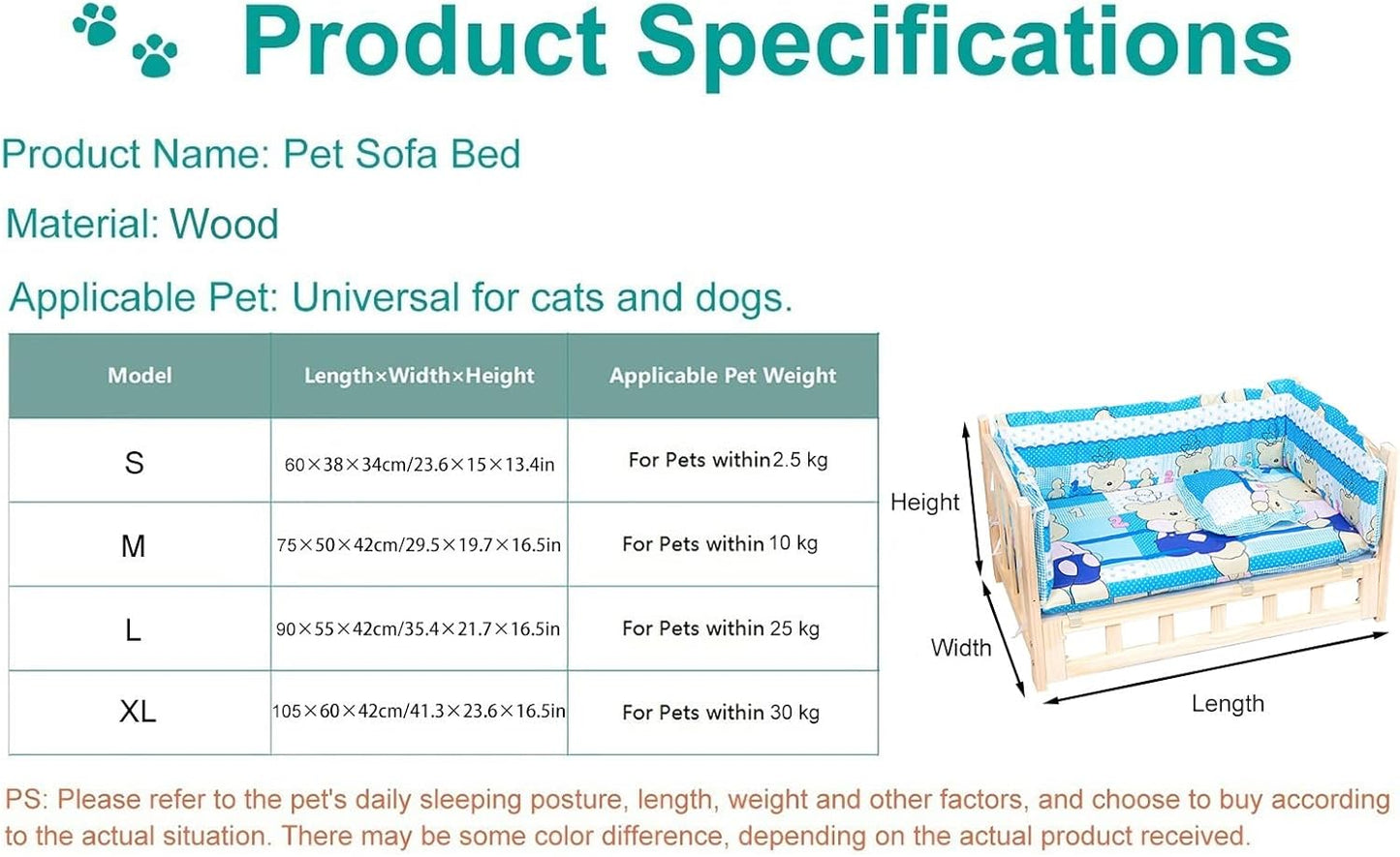 Indoor Outdoor Raised Pets Couch Sofa, Blue Picnic Training Orthopedic Joint Dogs Bed, for Golden Retriever, Samoyed, Husky, Bulldog (Color : Style3, Size : S-60x38x34cm/24x15x13) (Style1 XL10
