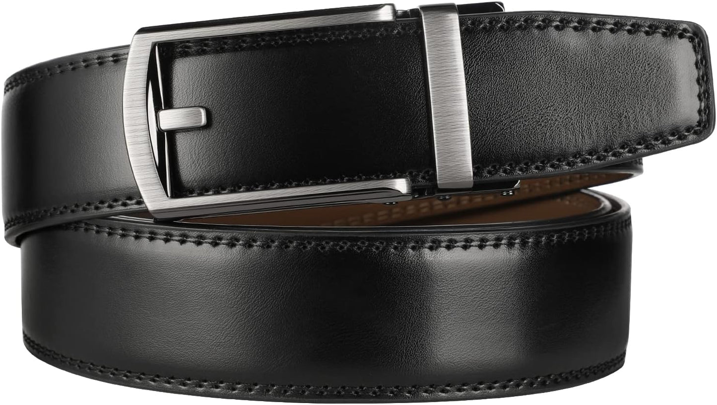 Lavemi Men's Real Leather Ratchet Dress Casual Belt, Cut to Exact Fit,Elegant Gift Box
