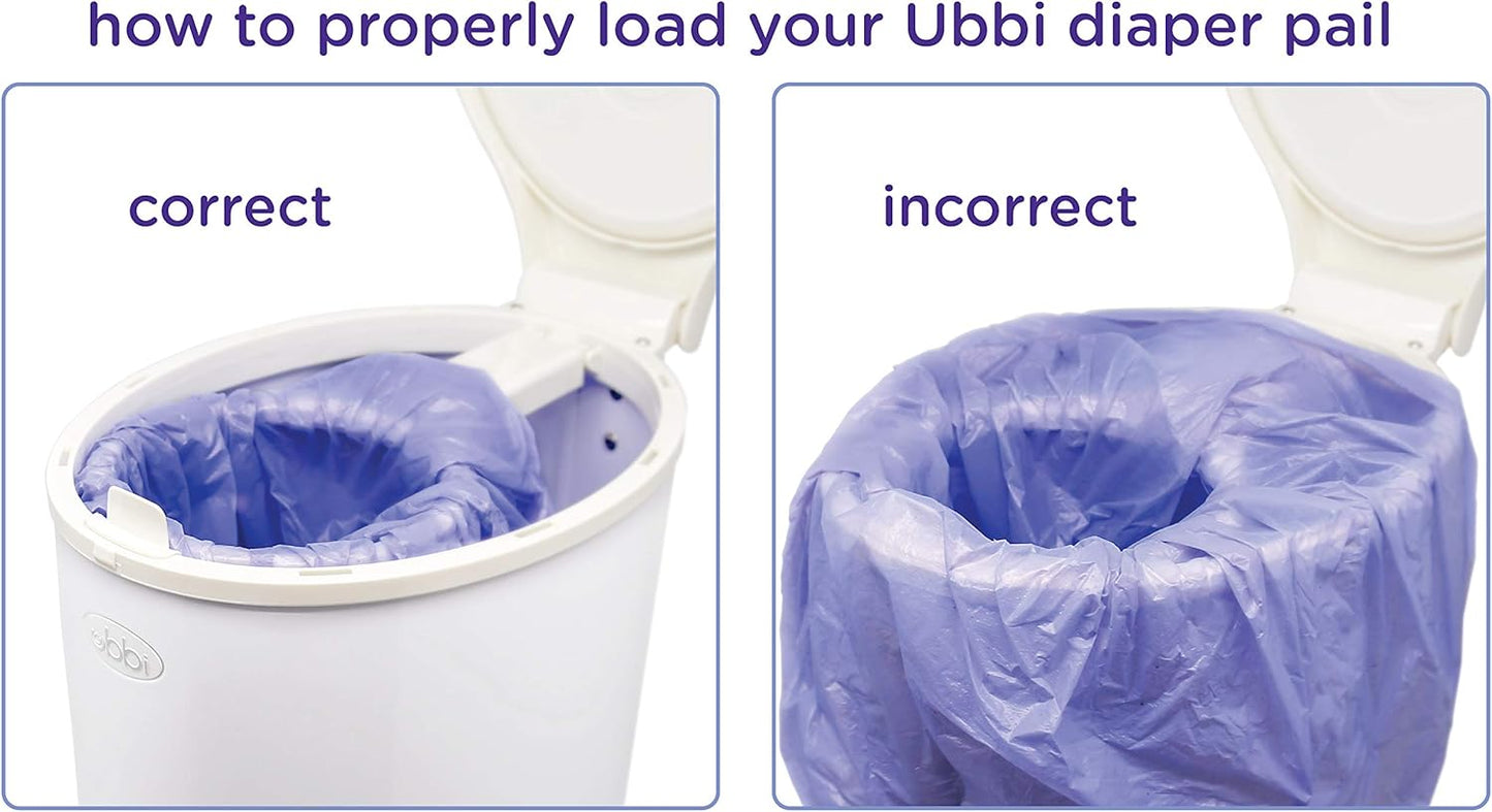 Ubbi Diaper Pail Plastic Bags, Disposable Baby Waste Bags, 3 Pack, 75 Count, 13-Gallon Bags