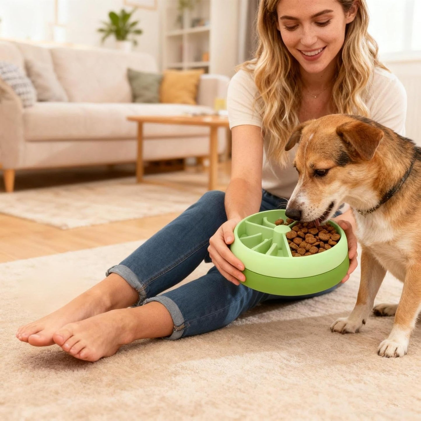 Lightweight Slow Feeder - Washable Pet Feeder, Dog Bowl with Non Slip Bottom Base, Puppy Bowls with Puzzle Interactive, Pet Supplies Feeding Station, Feline Bowl for Daily Use