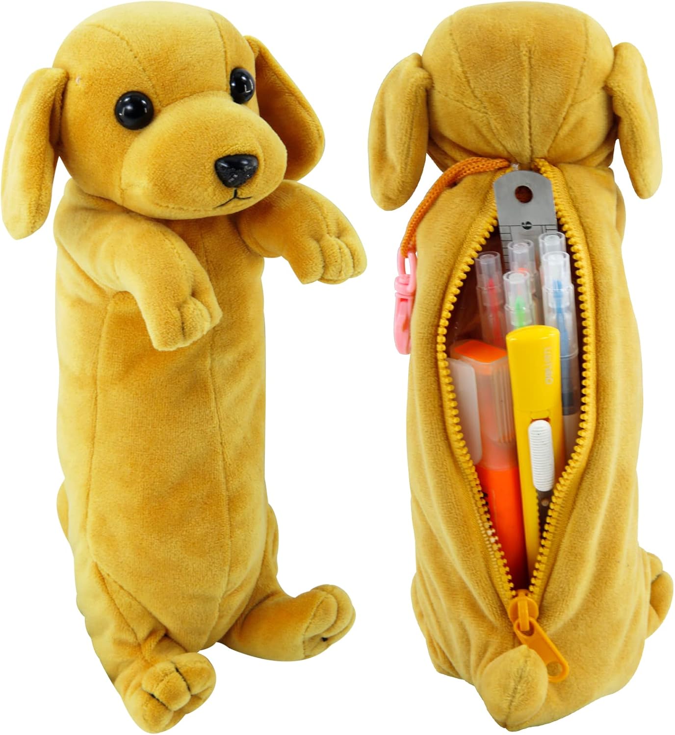 BB FUN HOUSE Pencil Case for Kids, 3D Plush Animal Dog Dinosaur Pencil Pouch Soft Stationery Storage Pen Bag for Girls and Boys School Supplies