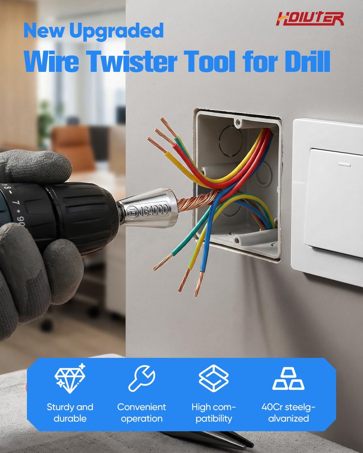 Wire Twister Tool for Drill, 2026 Upgrades Wire Nut Twister for Drill Profession Electricians Tool, 6MM Hex Shank Cable Wire Twisting Tool Wire Twister Wire Connector for 9-22 AWG (2pcs)