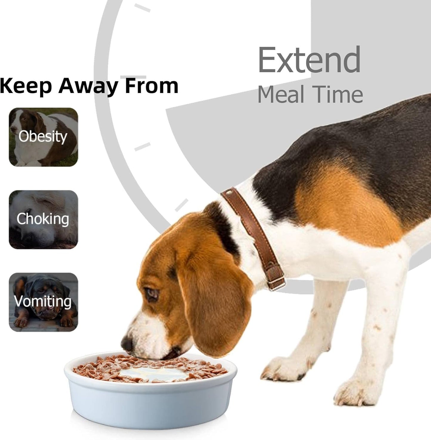 Y YHY Slow Feeder Dog Bowls, Ceramic Dog Bowls for Dry and Wet Food, Non-Slip Slow Dog Bowls for Small and Medium Dogs, Slow Feeder for Cats and Dogs, 21 oz - 2 Cup
