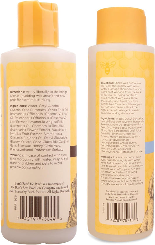 BURT'S BEES FOR PETS Bundle - Paw & Nose Lotion with Rosemary & Olive Oil (4 oz) & Tearless Puppy 2-in-1 Shampoo & Conditioner with Buttermilk & Linseed Oil (16 oz), Natural Care for Dogs