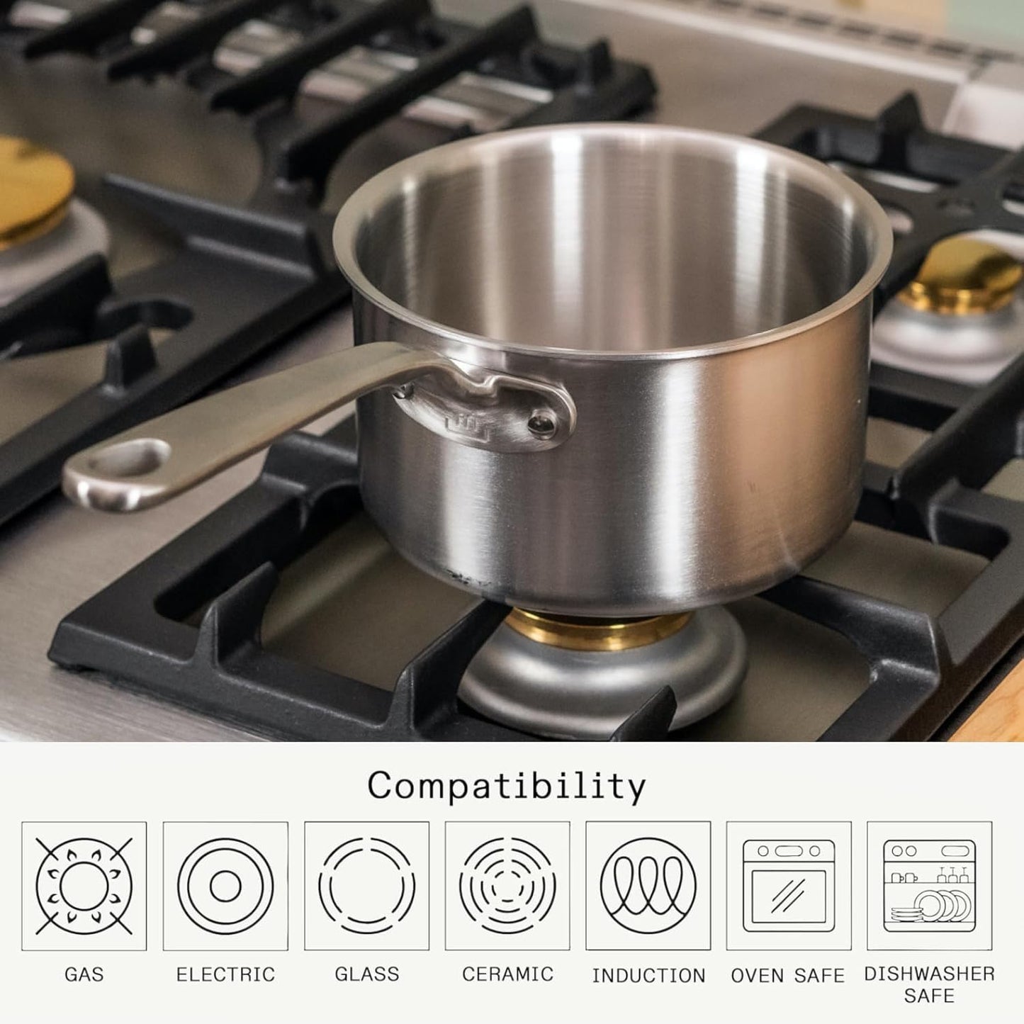 Made In Cookware - 2 Quart Saucepan with Lid - Stainless Clad 5 Ply Construction - Induction Compatible - Professional Cookware - Made in Italy
