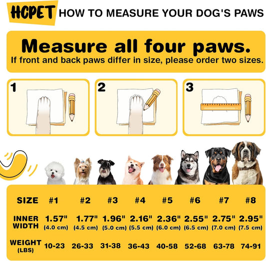 Hcpet Dog Boots, Dog Shoes for Large Dogs, Medium Dog Boots & Paw Protectors, Anti-Slip Dog Booties for Hot Pavement Winter Snow Hiking with Reflective Straps Black Size 6