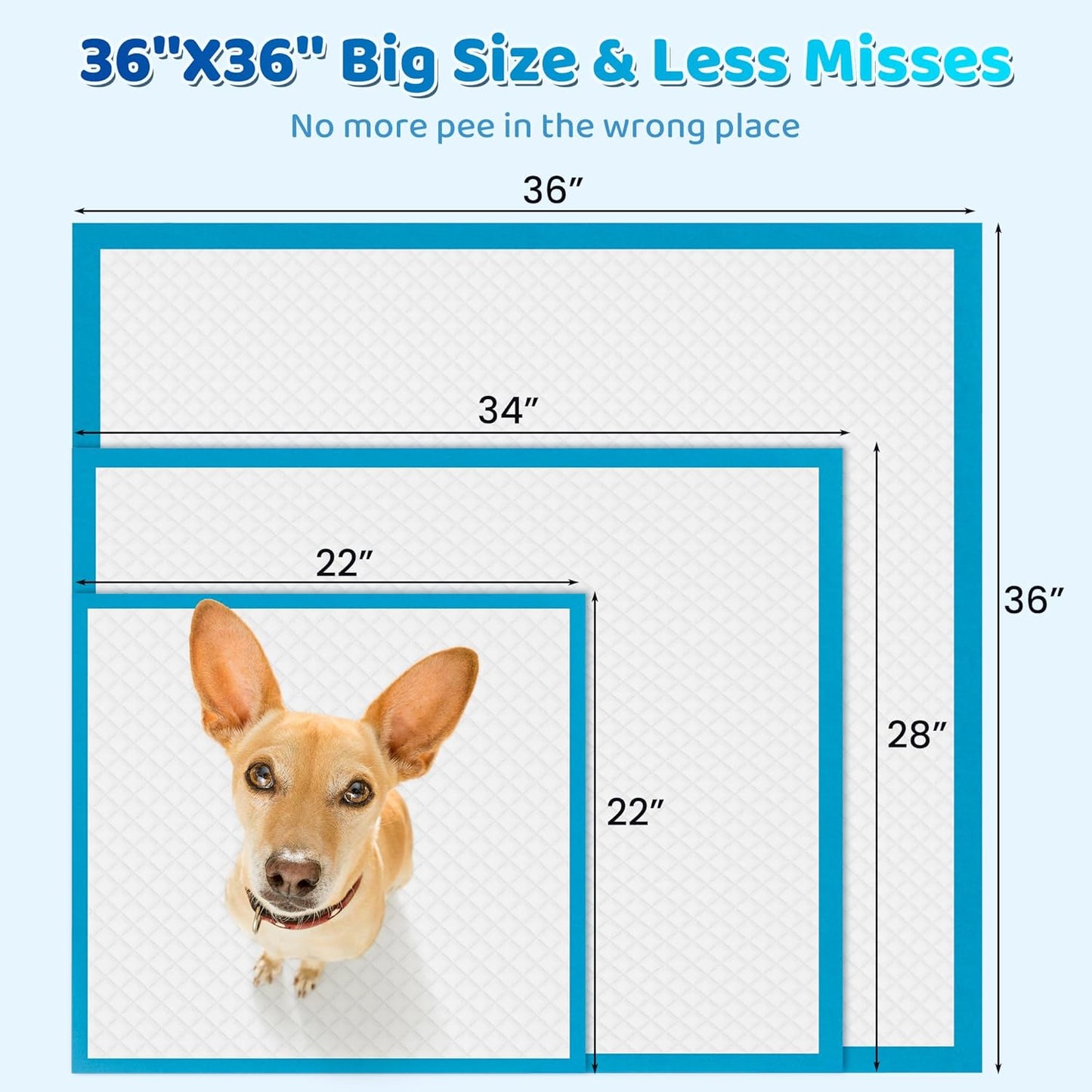 Upgrade Leak-Proof Pet Training and Puppy Pads, Jumbo Pee Pads for Dogs with Thicken Polymer Heavy Absorbency, Quick Dry Disposable Pee Pads for Cats Dogs