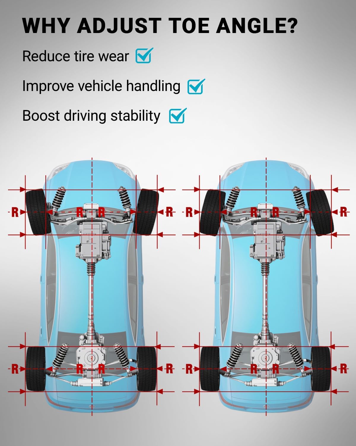 Upgraded Heavy Duty Wheel Alignment Tool Kit with Tape Measures, Stainless Steel Automotive Toe Alignment Tools Hub Stands Balancing Plates for Car Truck SUV (Patent Design)
