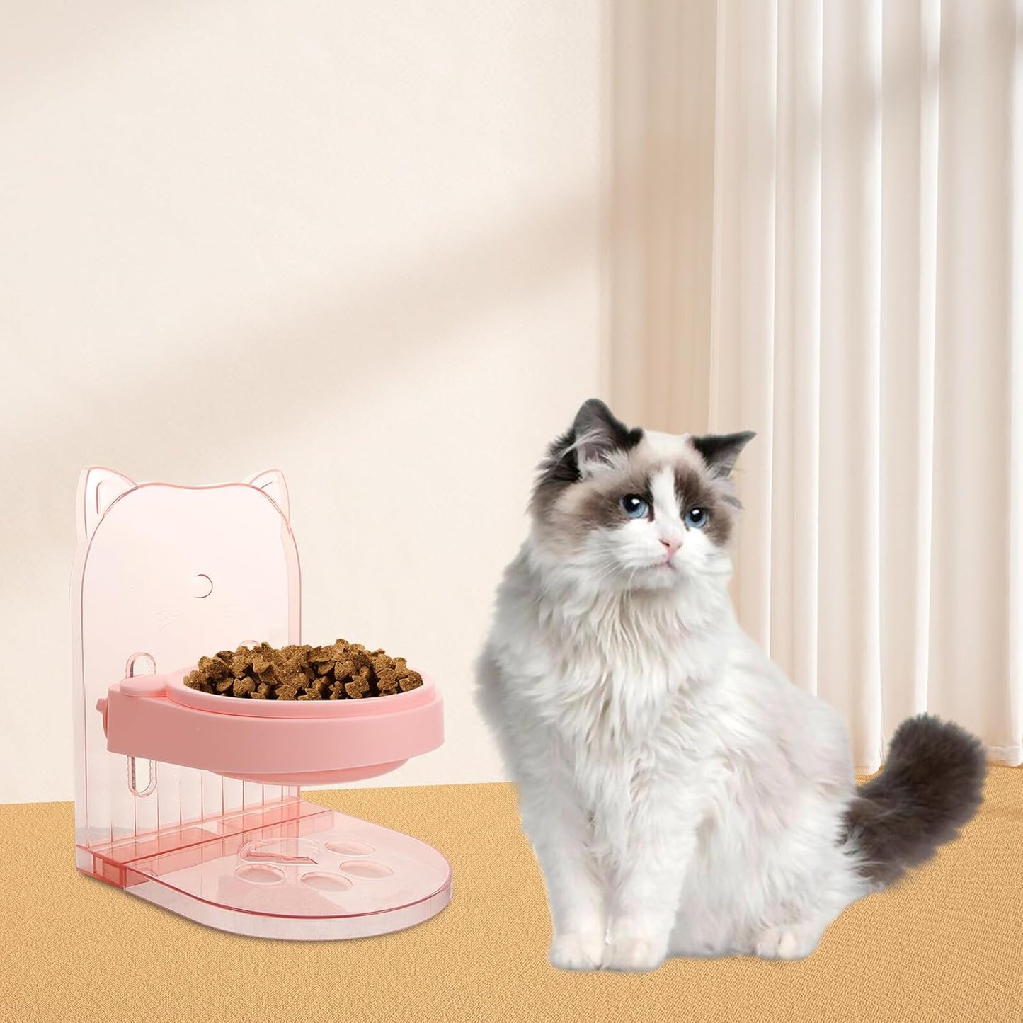Milisten Elevated Pet Bowl Stand with Raised Cat Feeding Holder and Anti-Spill Colored Water Dish for Indoor Cats and Small Dogs