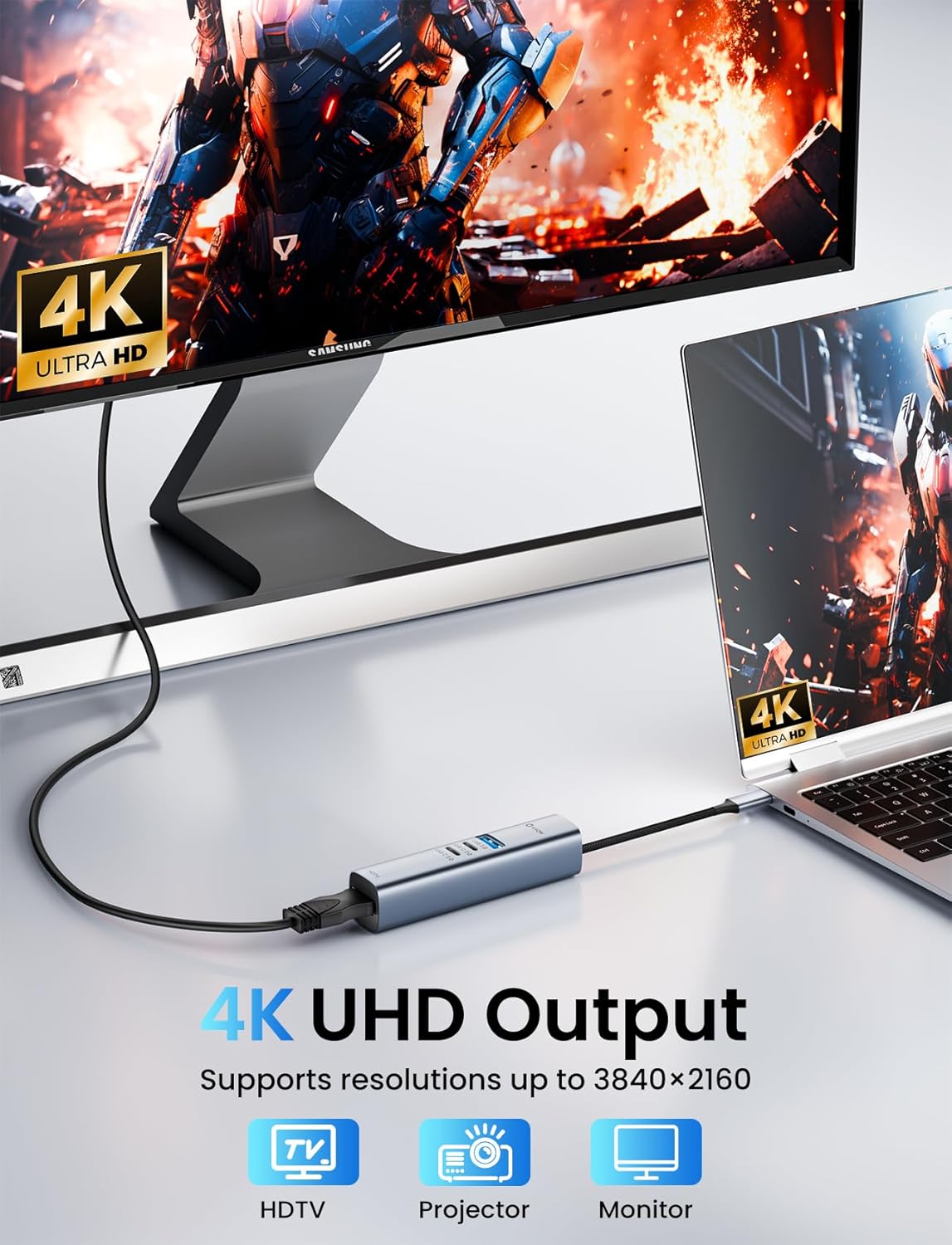 VIOY USB C Hub 7-in-1, Multiport Adapter with USB 3.0 5Gbps Ports, 2 USB-C 2.0 Data Transfer Ports, 4K HDMI, 100W PD Charging, SD/TF Card Reader for MacBook Pro/Air, iPad Pro, Laptop, XPS