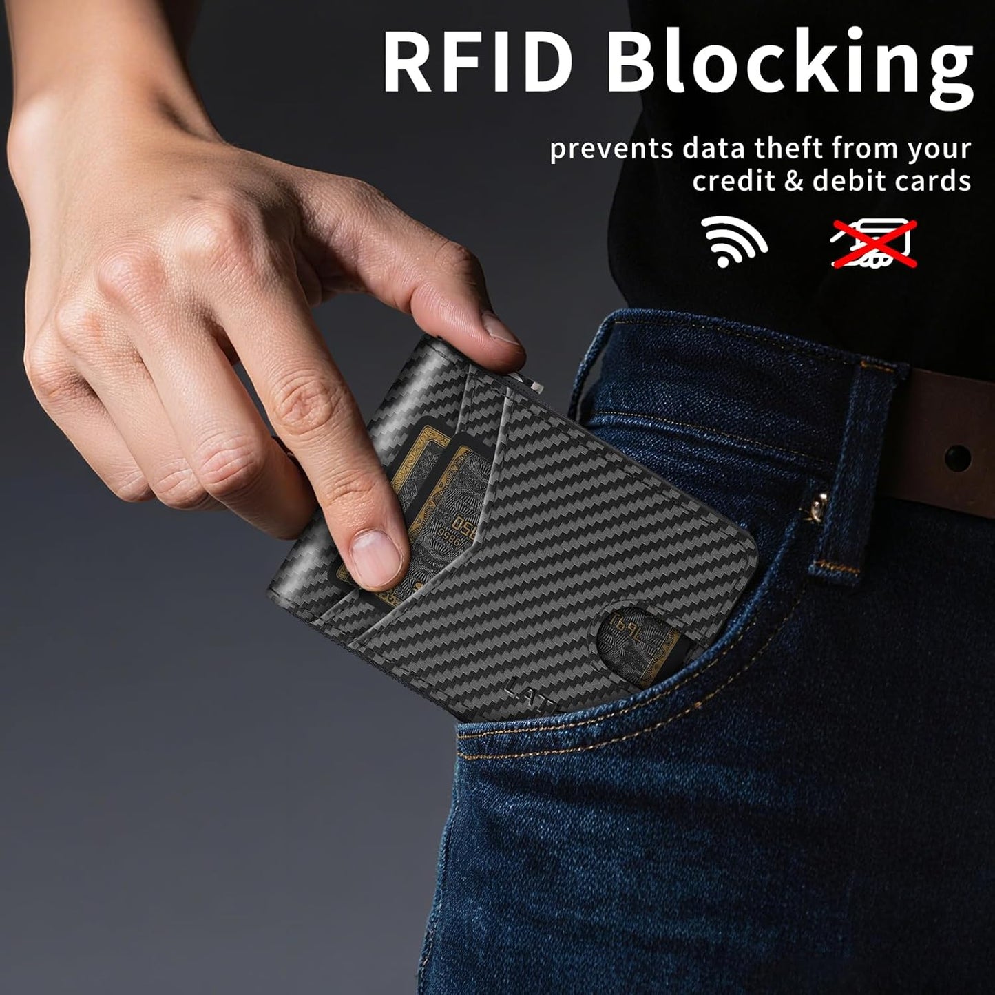 Men’s RFID Blocking Zipper Large Dimensions Wallet with 2 ID Windows - Large Capacity Design, 13 Credit Card Slots