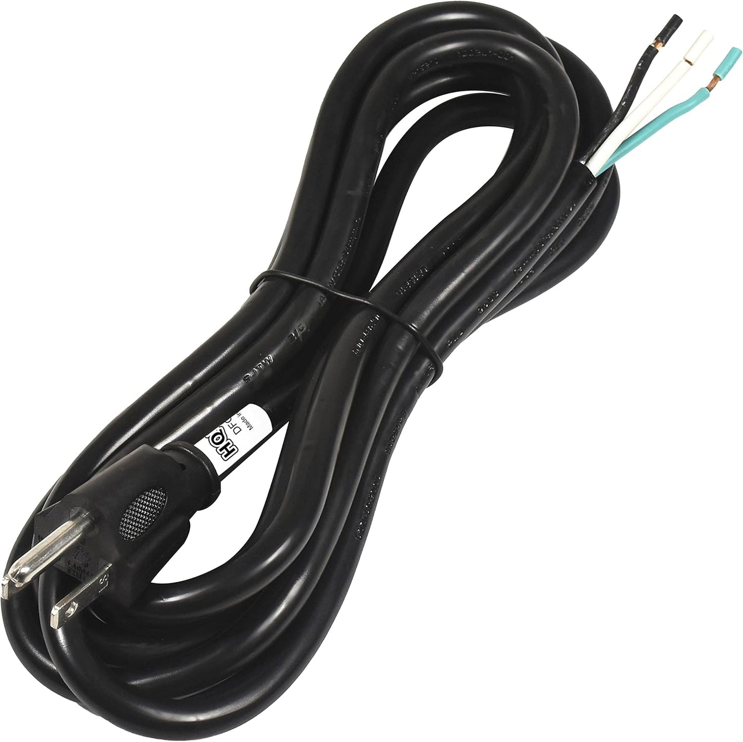 HQRP 10ft 14-Gauge 3-Prong 14/3C Heavy Duty Replacement Power Supply Cord Cable 110V 115V 120V Pigtail for Universal AC Appliance and Power Tool, NEMA 5-15 Plug US SJT 14-AWG 15A, UL Listed