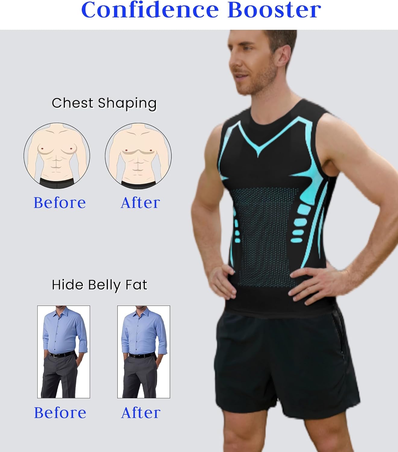 Compression Shirt Men Slimming Body Shaper Vest Crewneck Workout Shirts Tummy Control Undershirts