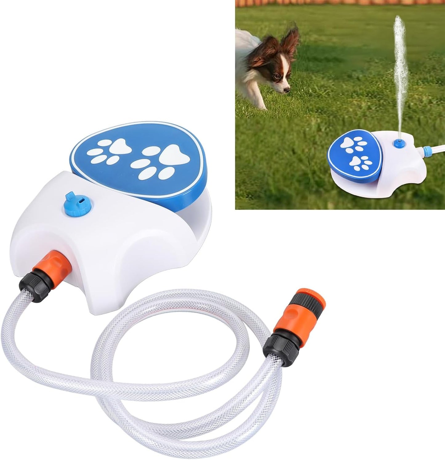 Dog Foot Fountain Foot Pedal Dog Water Fountain Outdoor Dog Water Dispenser with Hose for Drinking and Playing with Water