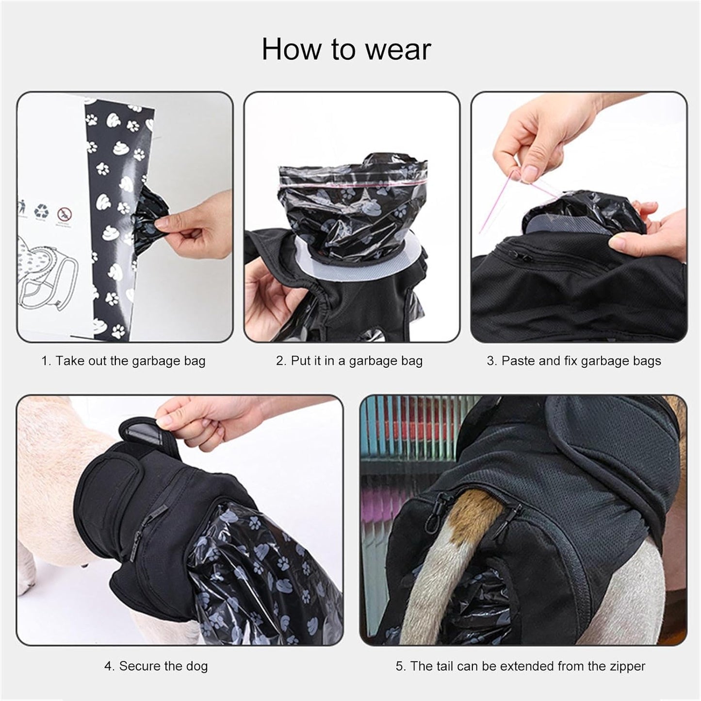 Reusable Doggies Period Diaper with Poop Bag for Small Dogs Pet Underwears Pet Dog Comfortable Nappies