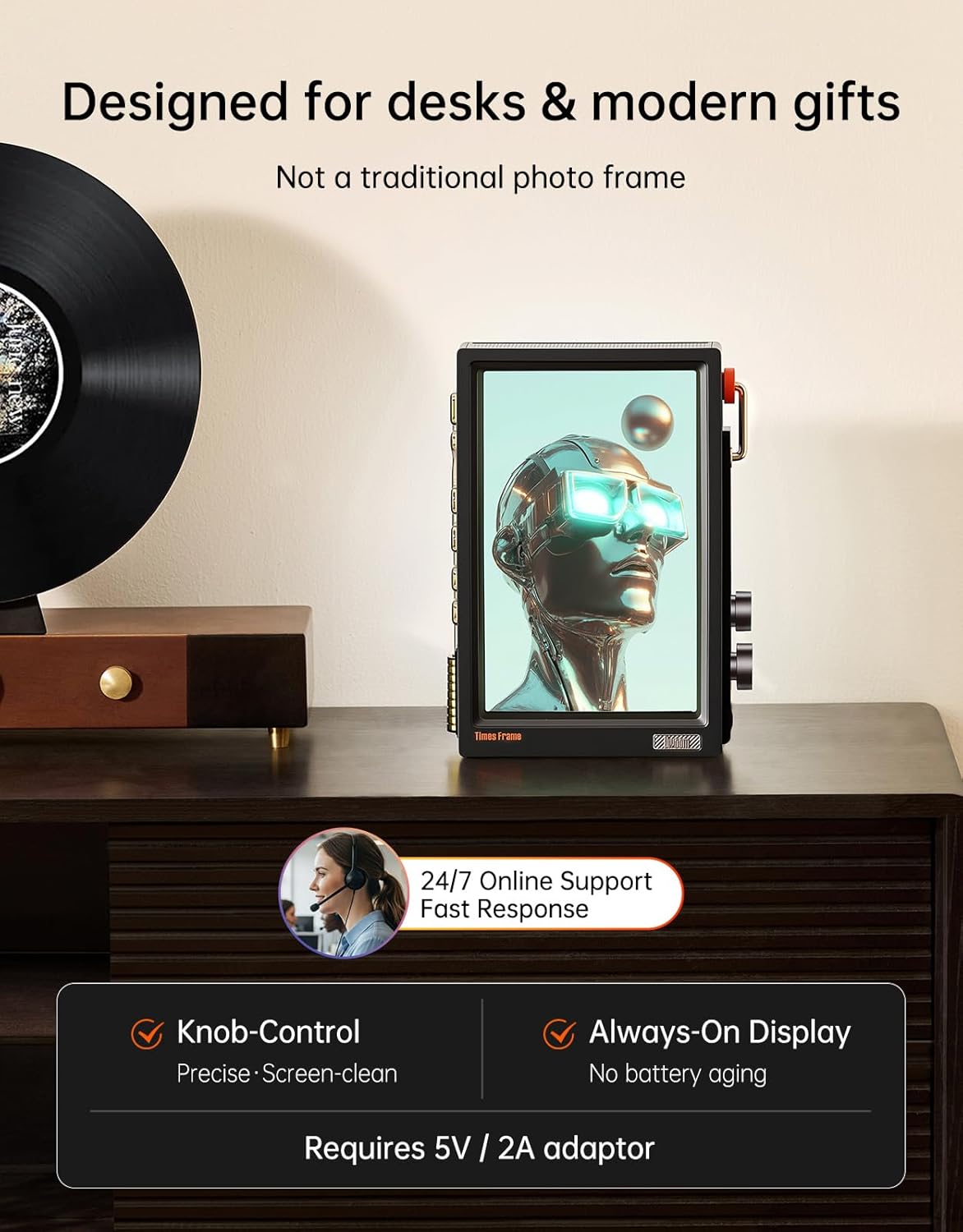 Divoom TimesFrame – 10.1" WiFi 6 Digital Picture Frame & Smart Desk Display, No Subscription | 64GB | Send Photos, Videos & AI Styles + Live Widgets (Weather, Calendar, etc)–Perfect Personalized Gift