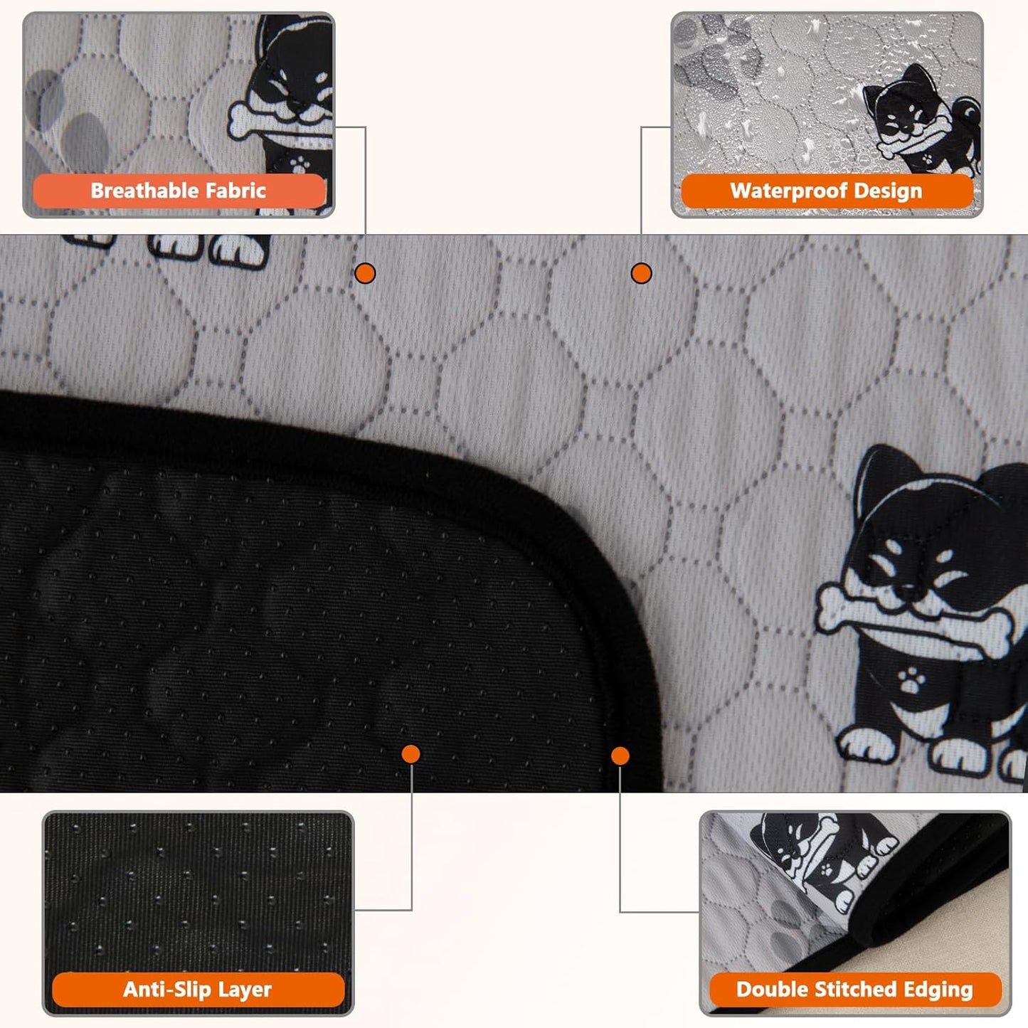 ele ELEOPTION Waterproof Dog Bed Blanket Cover Washable Printed Extra Large Pee Pads for Dogs Reusable Absorbent Puppy Pet Pee Pads for Sofa, Bed, Couch,Crate 72x 72inch