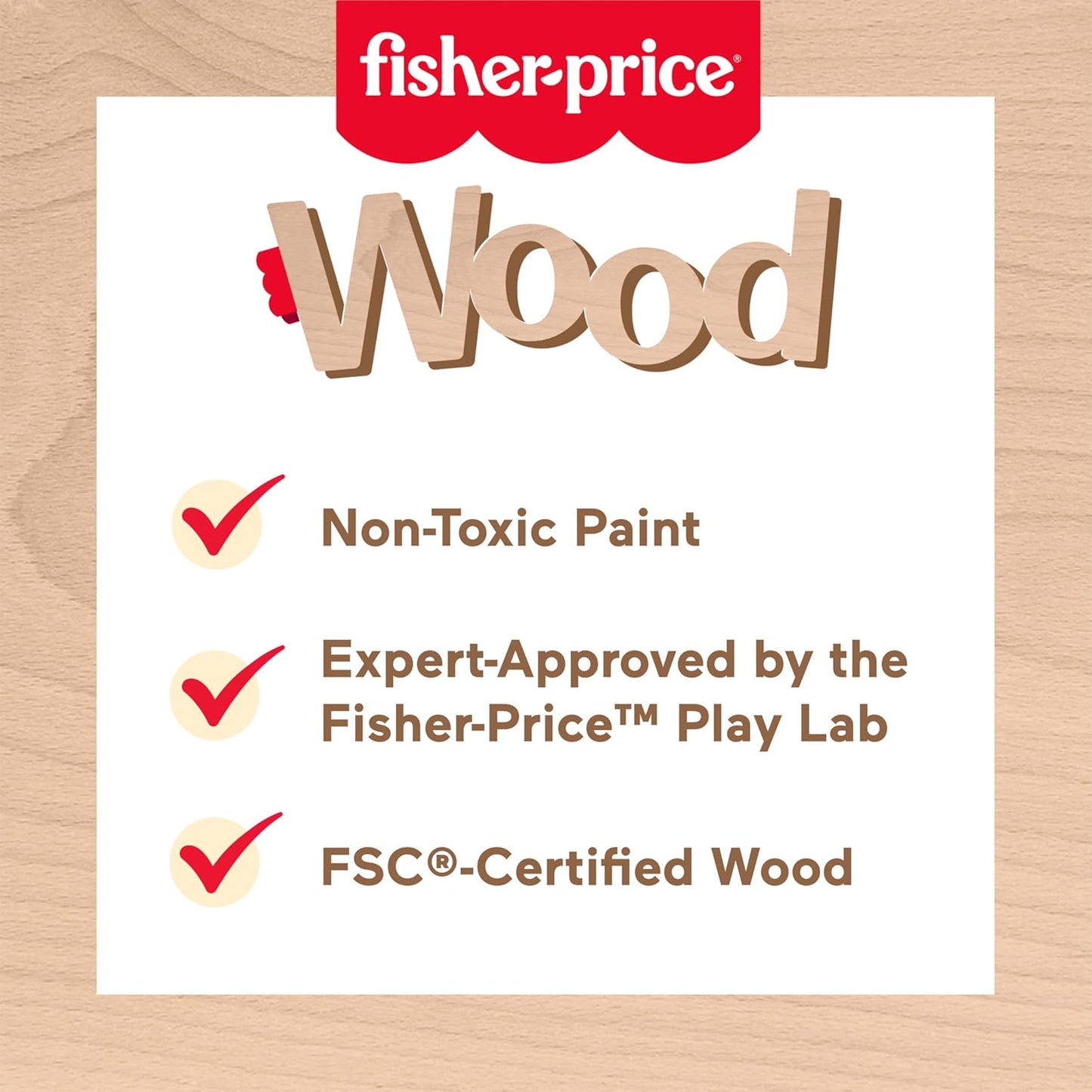 Fisher-Price Wood Pretend Play Toy Cake Set, 14-Piece Wooden Food Decorating & Serving Play for Preschool Kids Ages 3+ Years