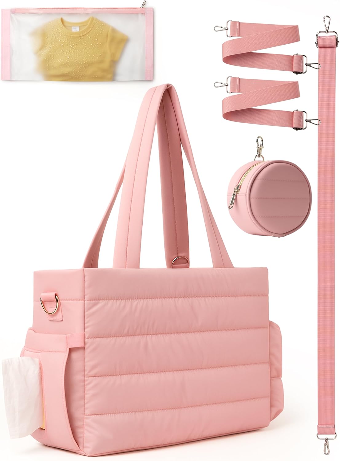 Large Diaper Bag Tote for Women, Crossbody Mommy Bag with Waterproof Bult-in Removable Diaper Bag