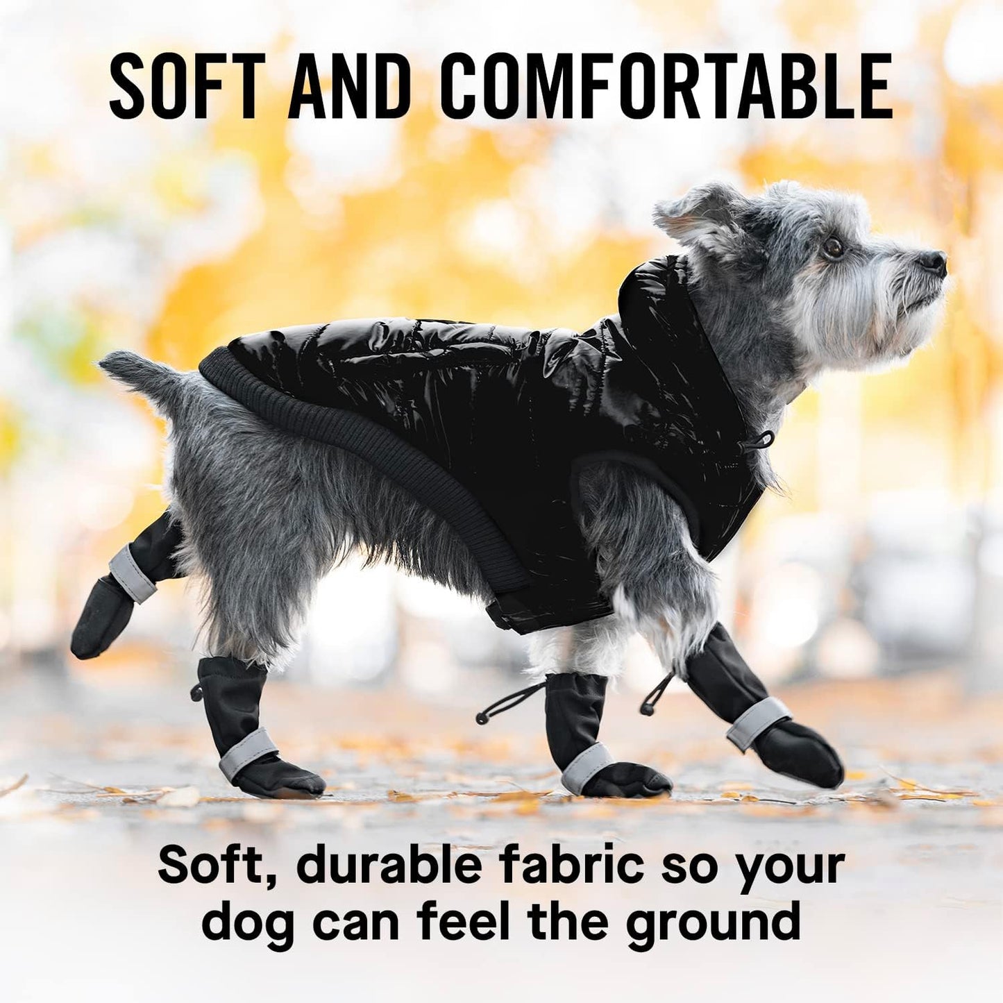Canada Pooch Dog Winter Boots - Paw Protection, Anti-Slip Dog Shoes with Reflective Strap, Easy On for Small Medium Large Dog Booties - Black, Size 1