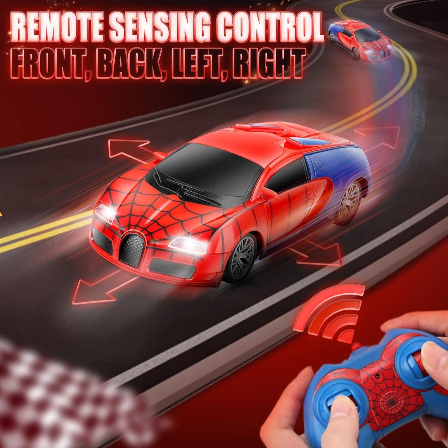 Remote Control Car Toy for Kids: Spider Rc Cars for Boys Age 4-7 Toy Cars for Boys Age 4-7 Racing Car Toys Spider Toys for Boy 4-6 Birthday Gift for 3 4 5 6 7 8 9 Year Old Boy Girls, Red
