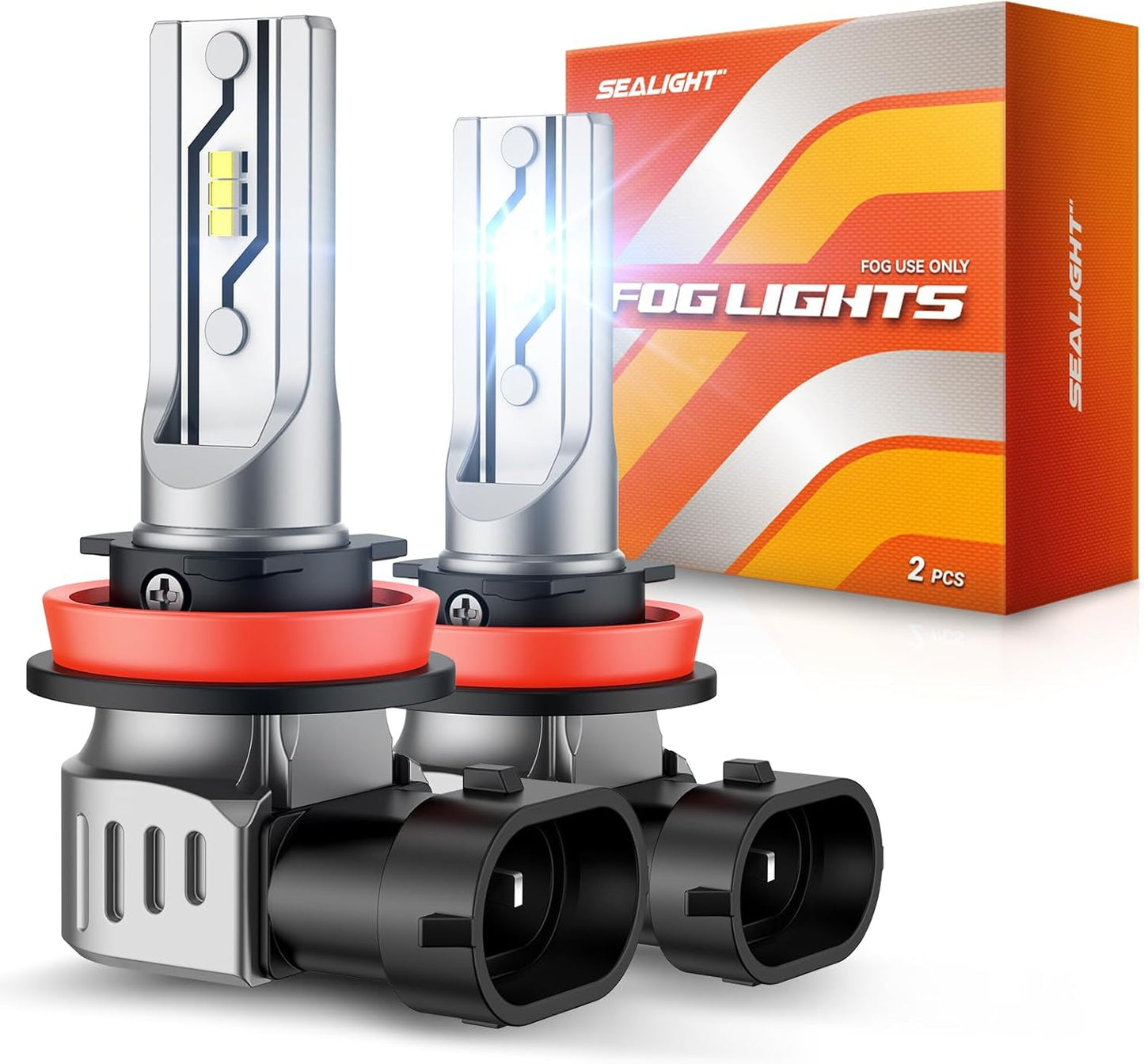 SEALIGHT H11 H16 H8 LED Fog Light Bulbs, 12,000 lumens 6500K White H16 H8 LED Fog Lights or Daytime Running Lamp, Interior Lighting, Pack of 2