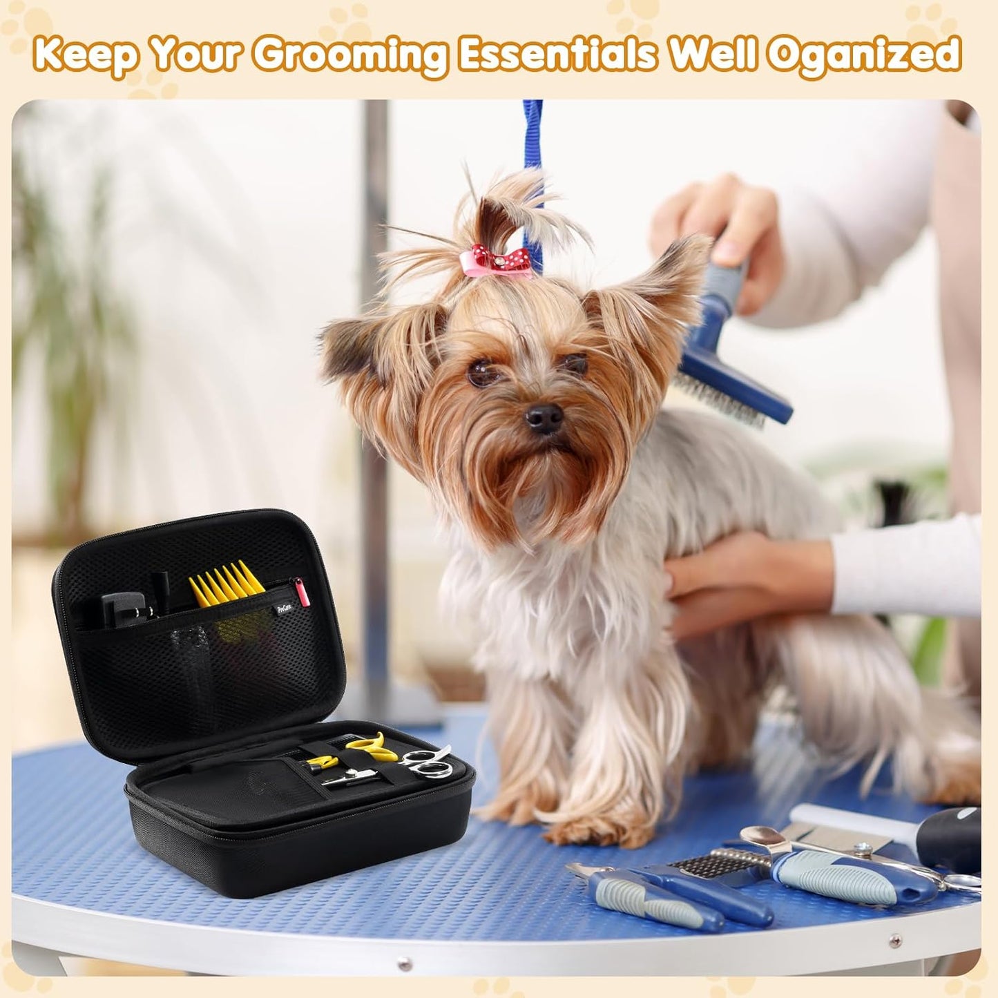 ProCase Hard Pet Grooming Tool Storage Case, Travel Organizer for Oneisall/Wahl Dog Clippers, Pet Shaver, Nail Trimmer and Accessories, Grooming Bag for Dog or Cat Grooming Kits Supplies -Black