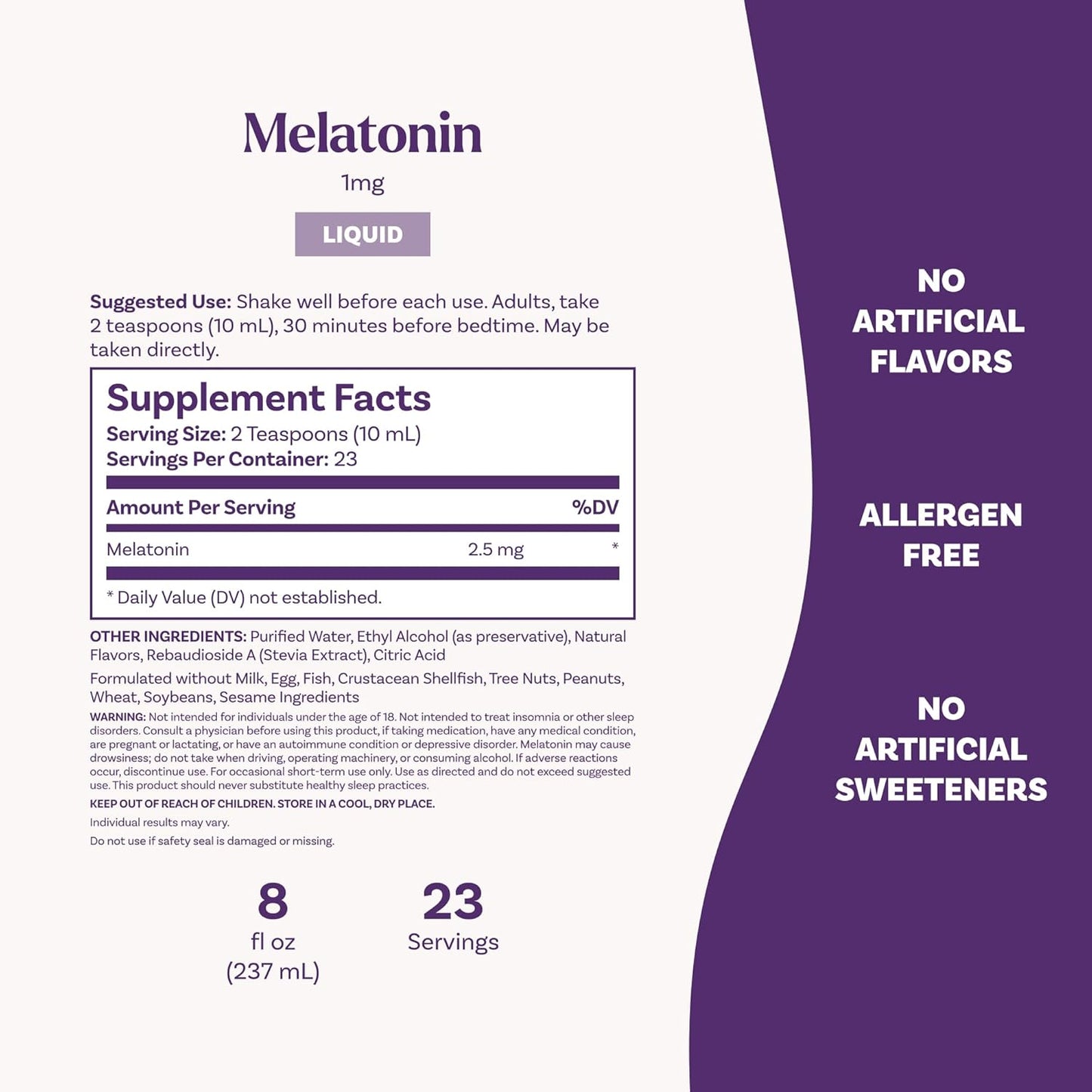 Natrol Liquid Melatonin 2.5 mg, Adult Melatonin Supplement to Fall Asleep Faster and Stay Asleep Longer, Wake Up Refreshed, 8 FL OZ Berry-Flavored Liquid, Up to a 23 Day Supply