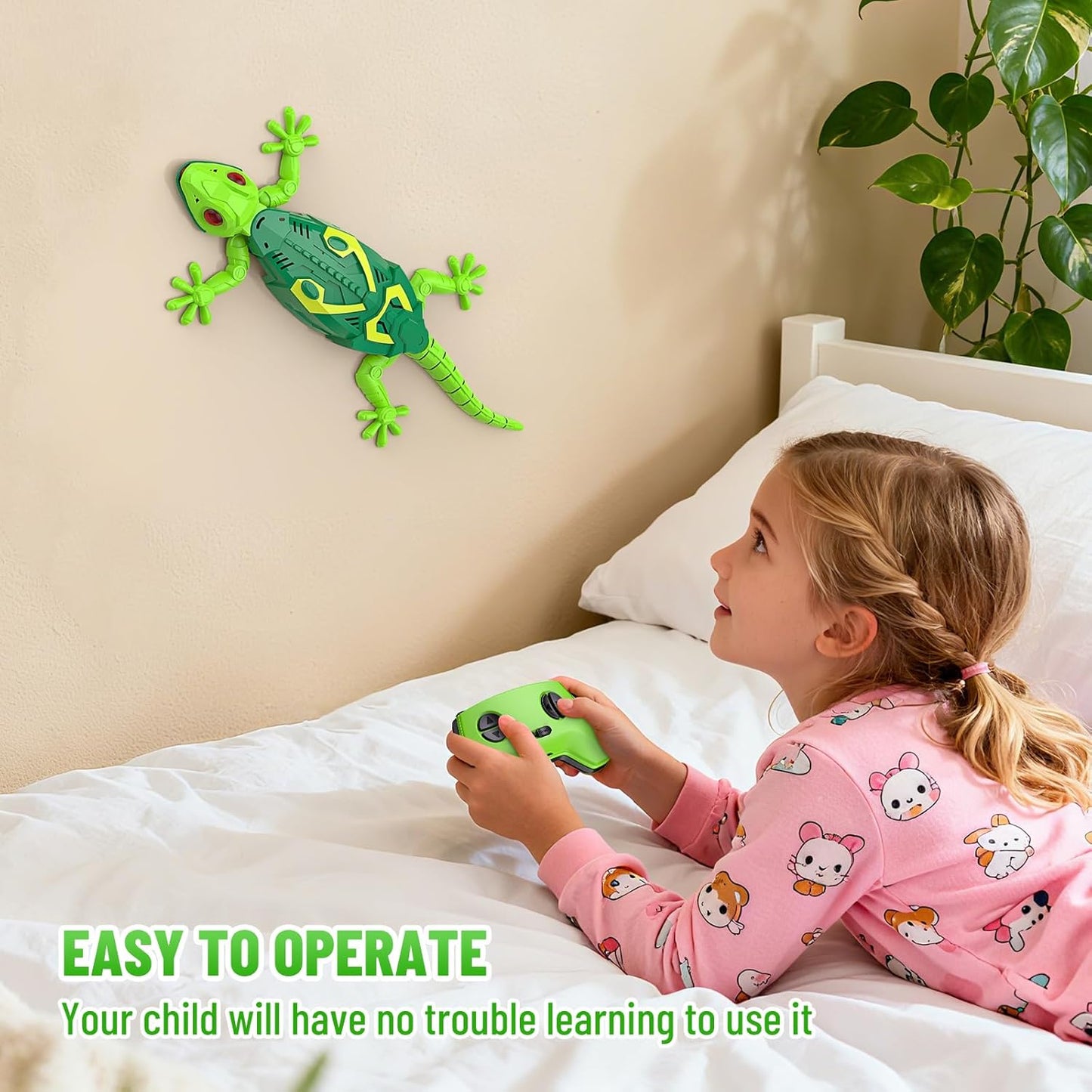 RC Wall Crawler Gecko, Rechargeable Remote Control Robot Kids Toys, Wall Climbing Funny Prank Toys Birthday Gifts for Boys & Girls Ages 4 and Up, Upgrade Low Noise (Green)