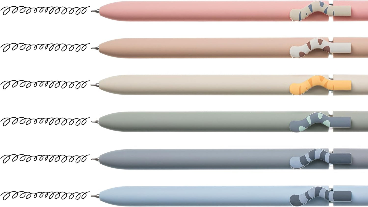 Mr. Pen- Retractable Gel Pens, 6 Pack, Black Ink, Cat Gel Pens, Cat's Tail Gel Pen Fine Point 0.5mm, Retractable Pens