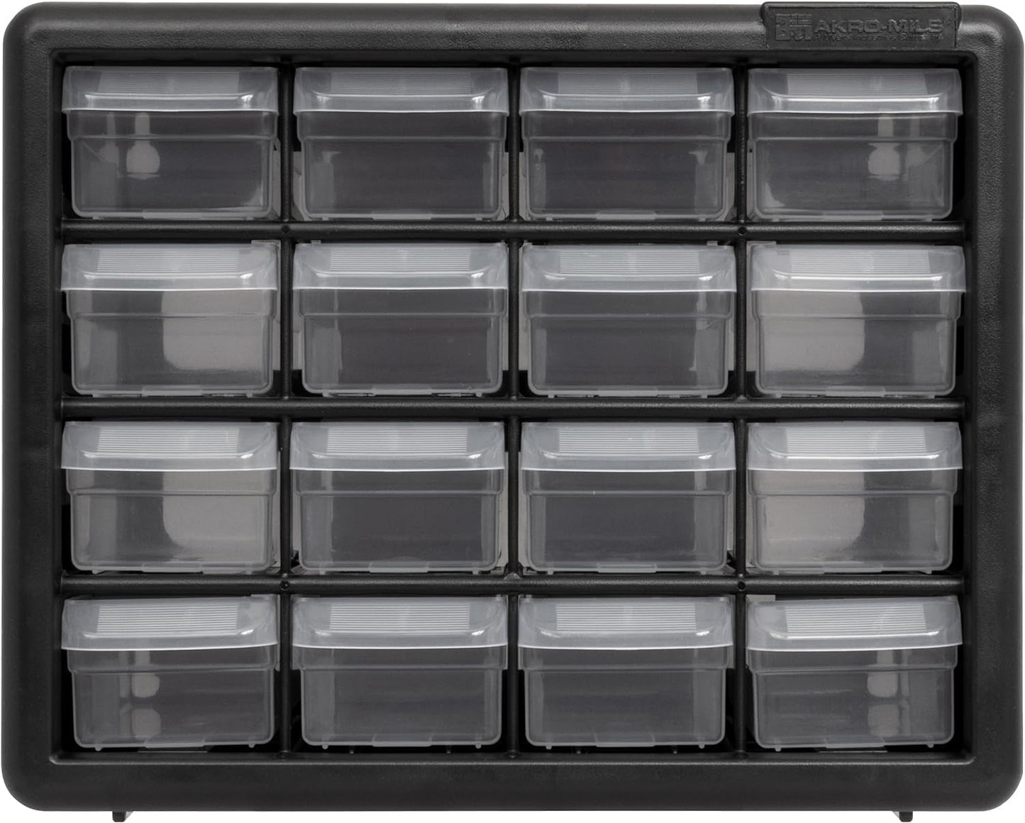 Akro-Mils 16-Drawer Plastic Drawer Storage Cabinet for Garage Organization, Beads, Makeup Organizer, Building Bricks Storage, Teacher Toolbox, 10-1/2" W x 6-1/2" D x 8-1/2" H, 10116 Black