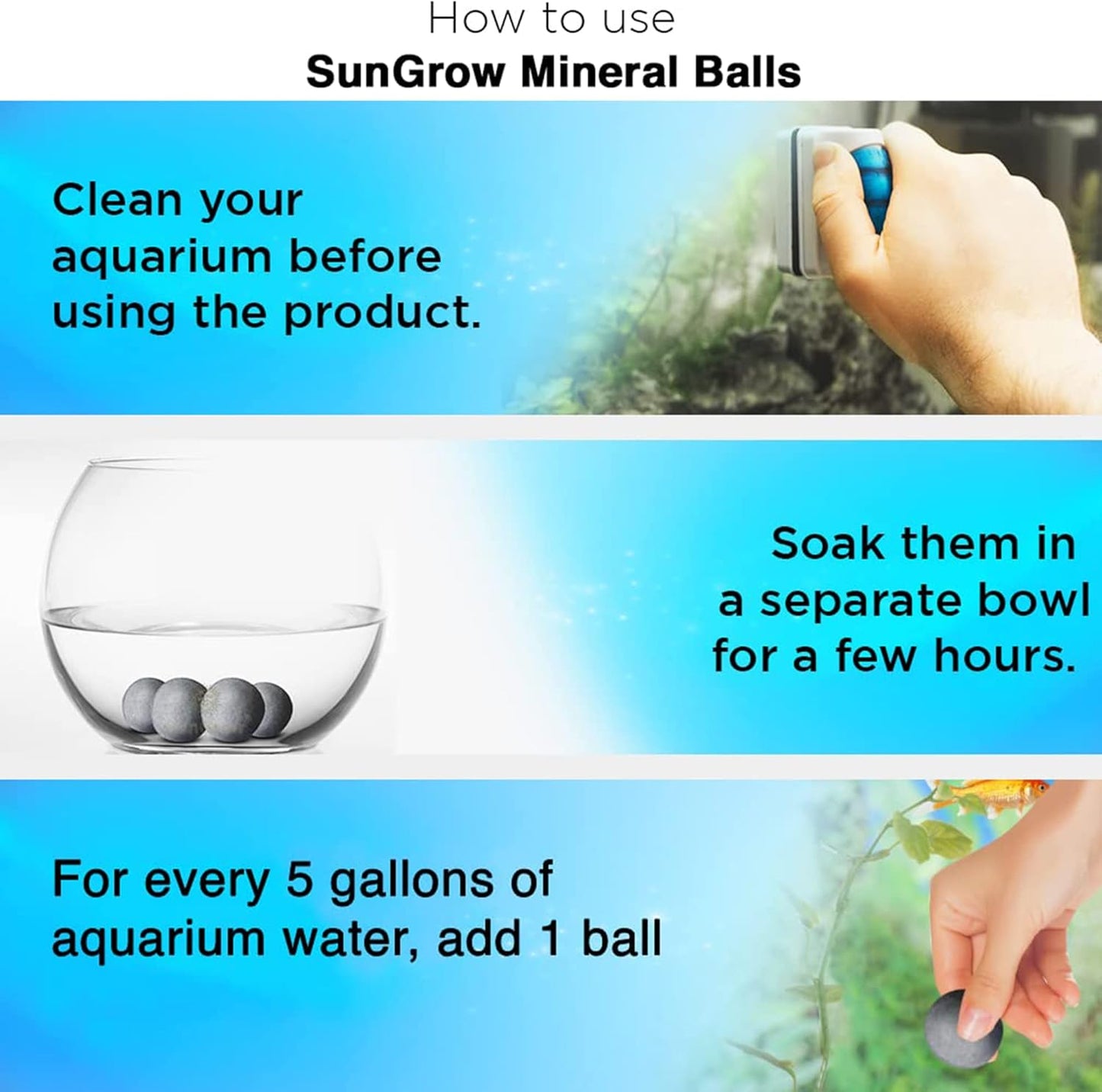 SunGrow Betta Balls, Water Conditioner with Over 30 Beneficial Elements for Tropical Fish, Freshwater Fish Tank pH Balance Decor, 0.3” Betta Fish Tank Accessories, 10 Pcs per Pack