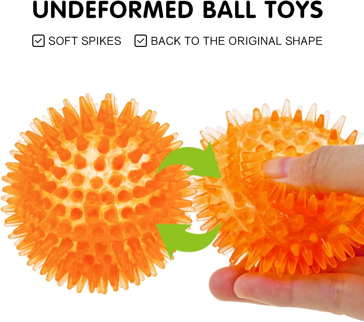 SHARLOVY Squeaky Balls for Pet Small Puppy, 6 Pack TPR Fetch Spike Balls for Dogs, Rubber 6 Pack Bright Colors Chew Teething Dog Toys, for Clean Teeth and Training, for Puppy Chew and Teething