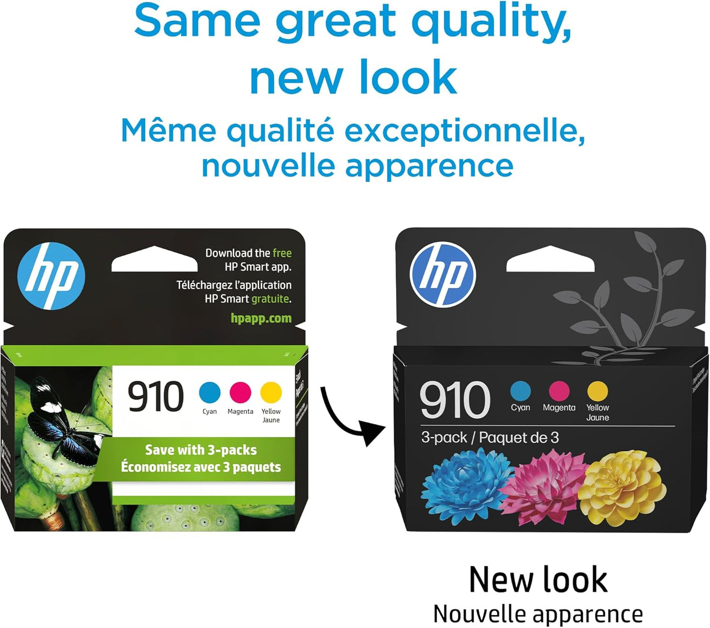 HP 910 Cyan, Magenta, Yellow Ink Cartridges (3-Pack) | Works with OfficeJet 8010, 8020 Series, OfficeJet Pro 8020, 8030 Series | Eligible for Instant Ink | 3YN97AN