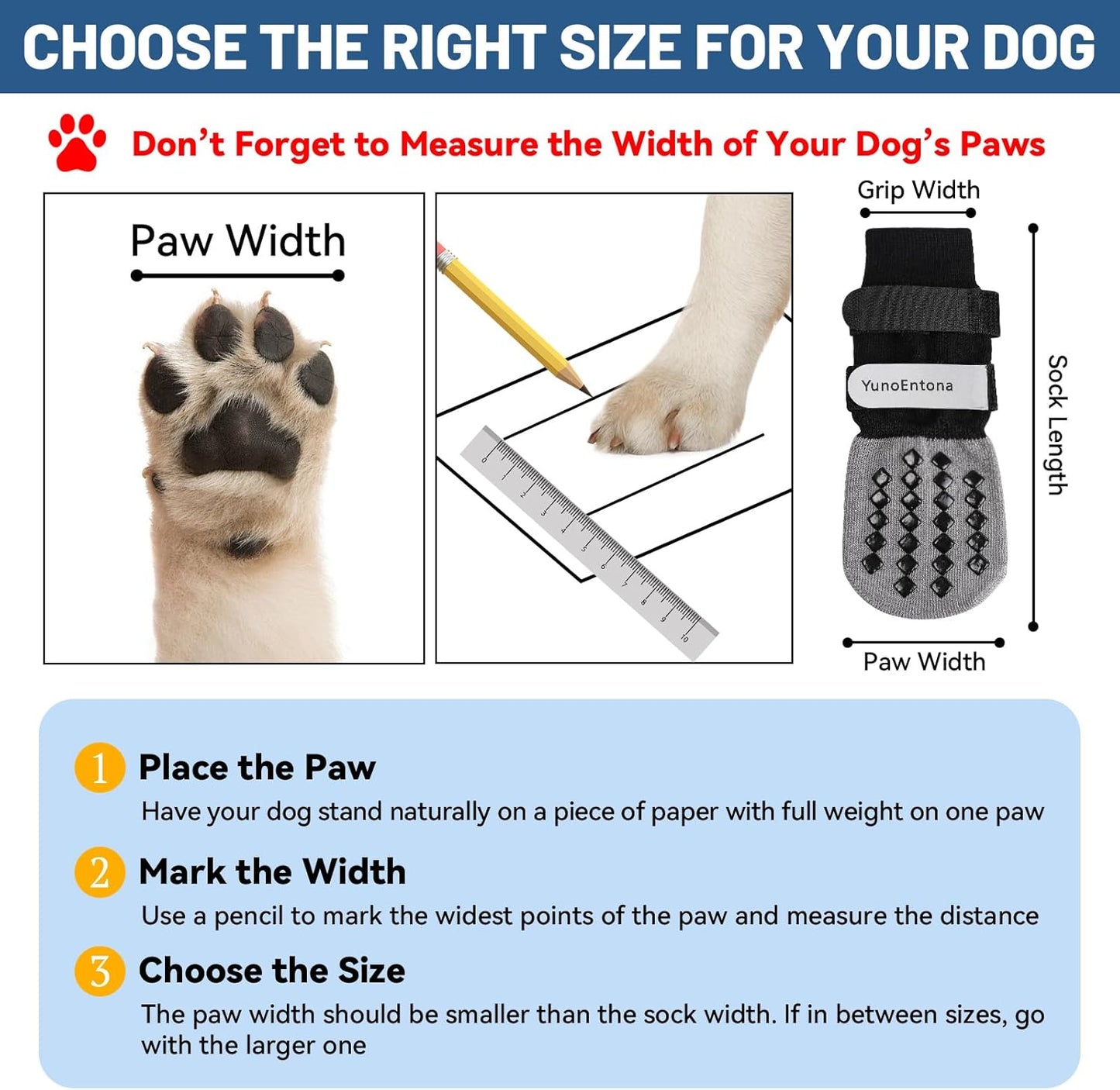 Non Slip Dog Socks to Prevent Licking Paws - for Hardwood Floors Anti Slip - Grippy Socks for Senior Dog - Double Elastic Reflective Straps Prevent Scratching for Hot Pavement. (Grey, S)
