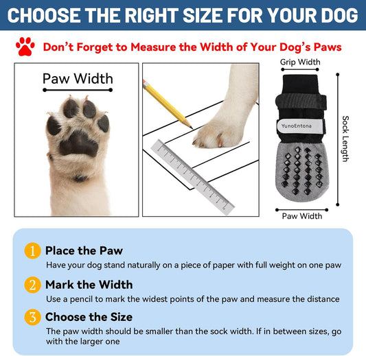 Non Slip Dog Socks to Prevent Licking Paws - for Hardwood Floors Anti Slip - Grippy Socks for Senior Dog - Double Elastic Reflective Straps Prevent Scratching for Hot Pavement. (Grey, S)