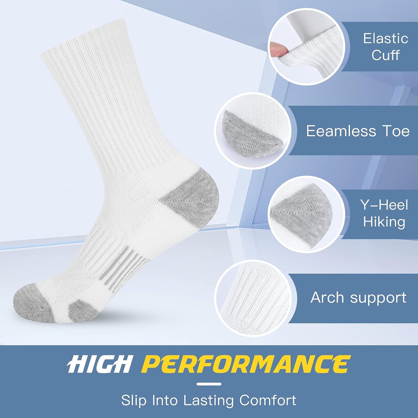 Felicigeely Athletic Crew Socks Cushion Running Socks Performance Breathable Sports Socks for Men